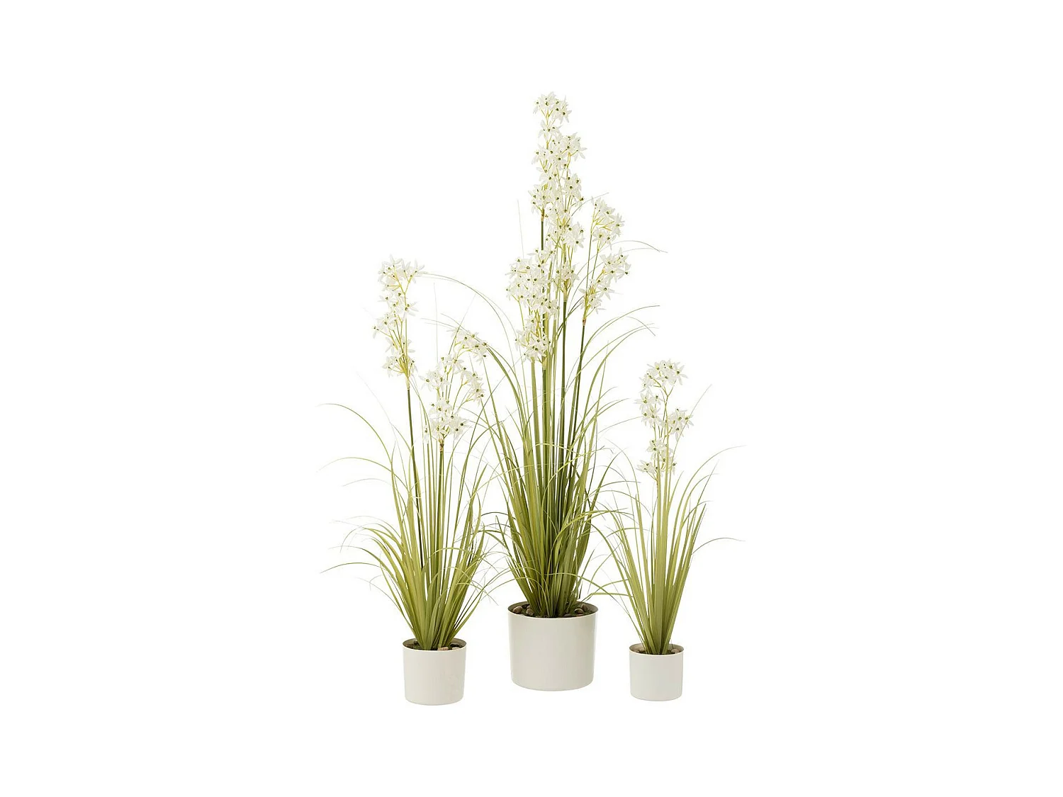 Plante Artificielle en Pot "Allium" 92cm Vert & Blanc