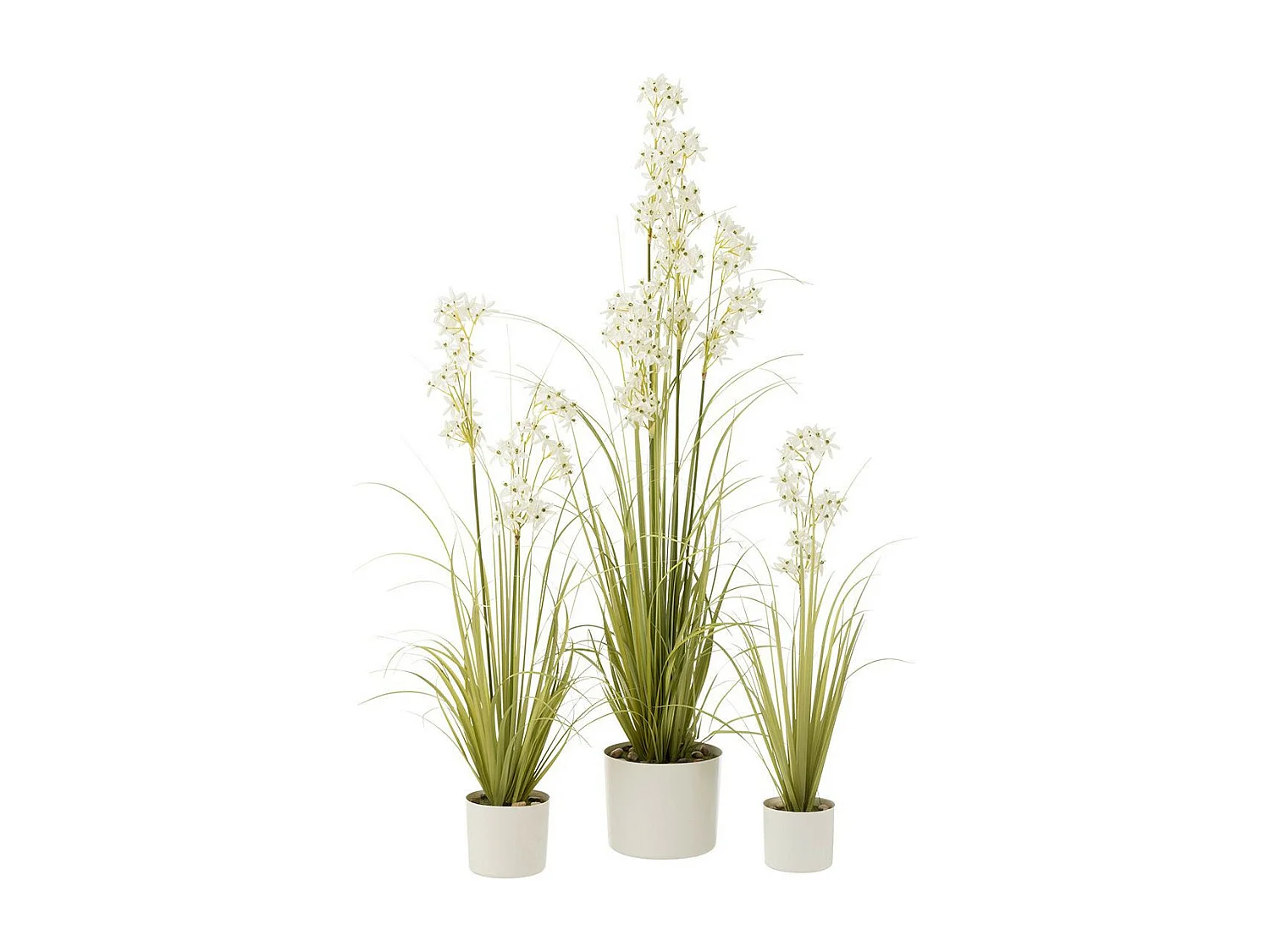 Plante Artificielle en Pot "Allium" 92cm Vert & Blanc
