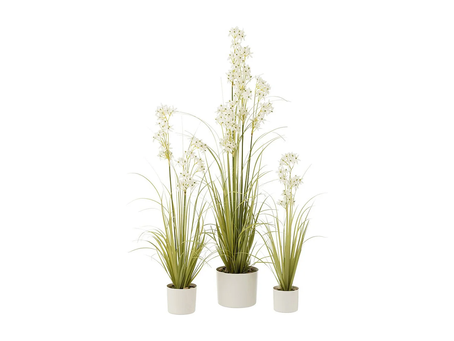 Plante Artificielle en Pot "Allium" 92cm Vert & Blanc
