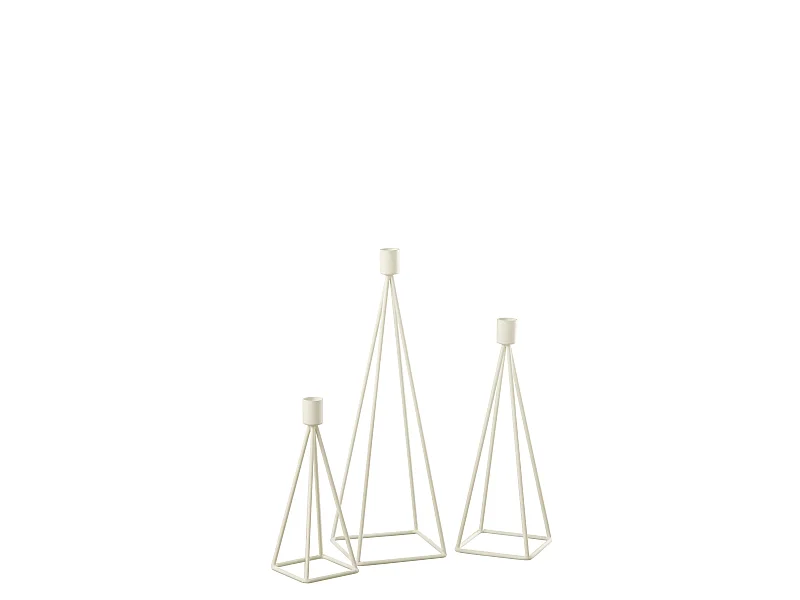 Lot de 3 Chandeliers Design "Désiré" 38cm Blanc