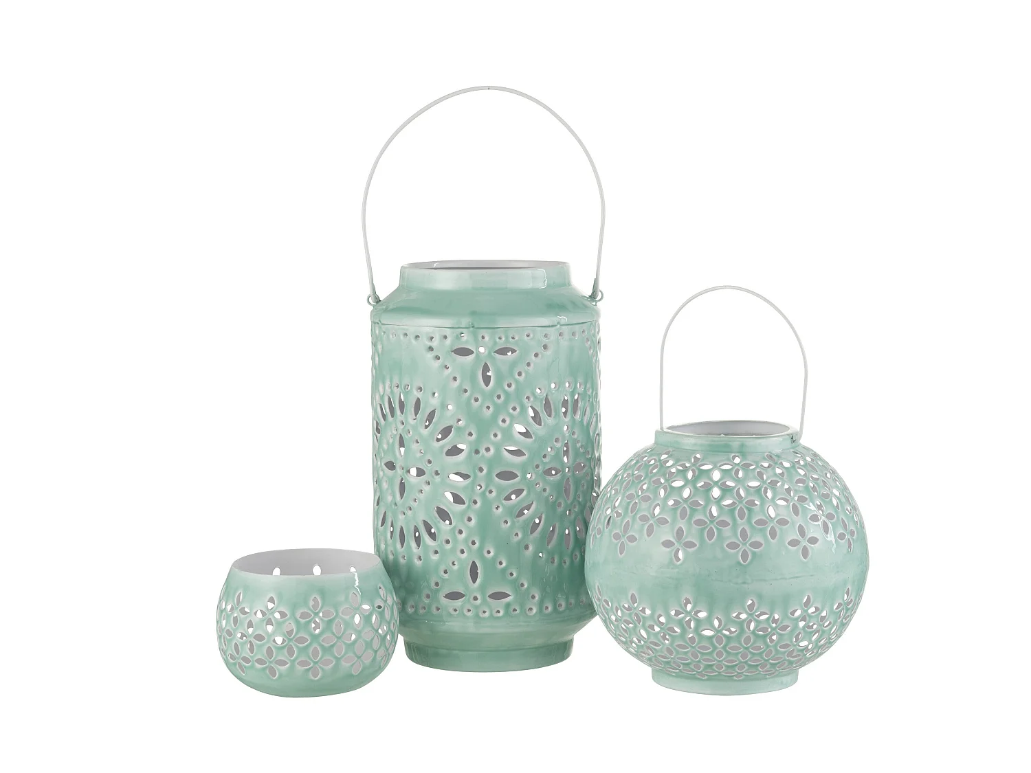 Lanterne Cylindrique Métal "Sévilla" 45cm Bleu