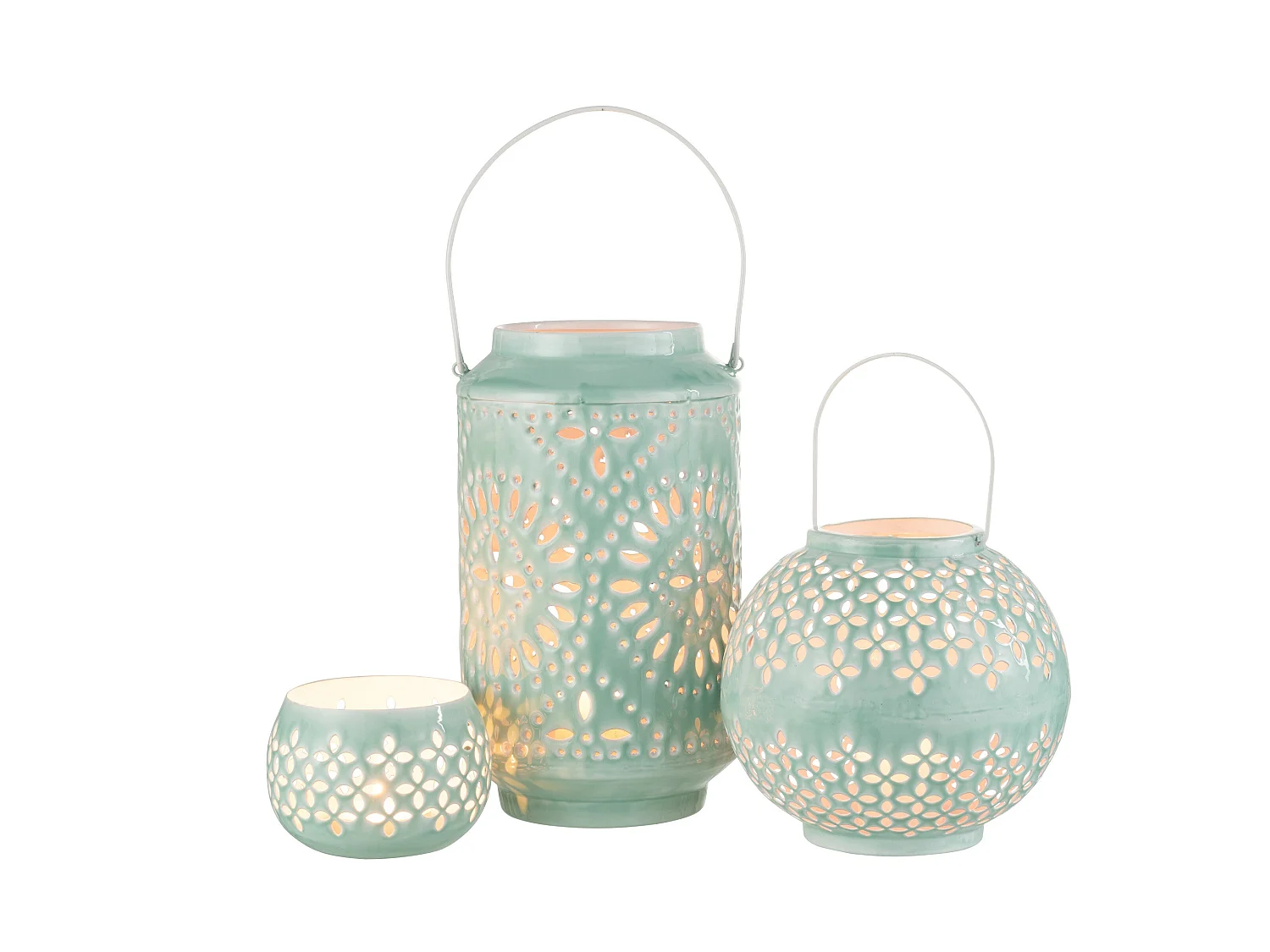 Lanterne Cylindrique Métal "Sévilla" 45cm Bleu