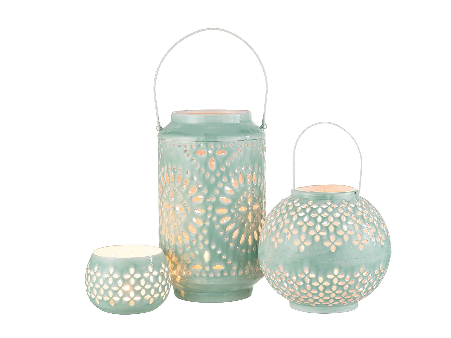 Lanterne Cylindrique Métal "Sévilla" 45cm Bleu