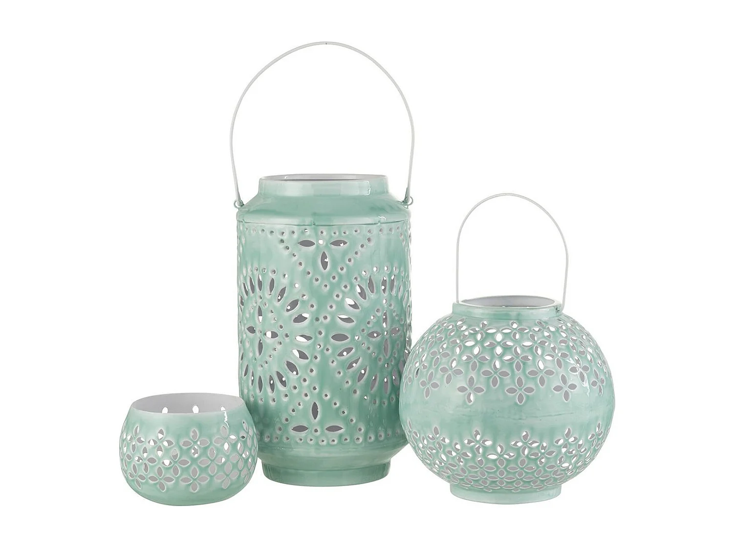 Lanterne Cylindrique Métal "Sévilla" 45cm Bleu