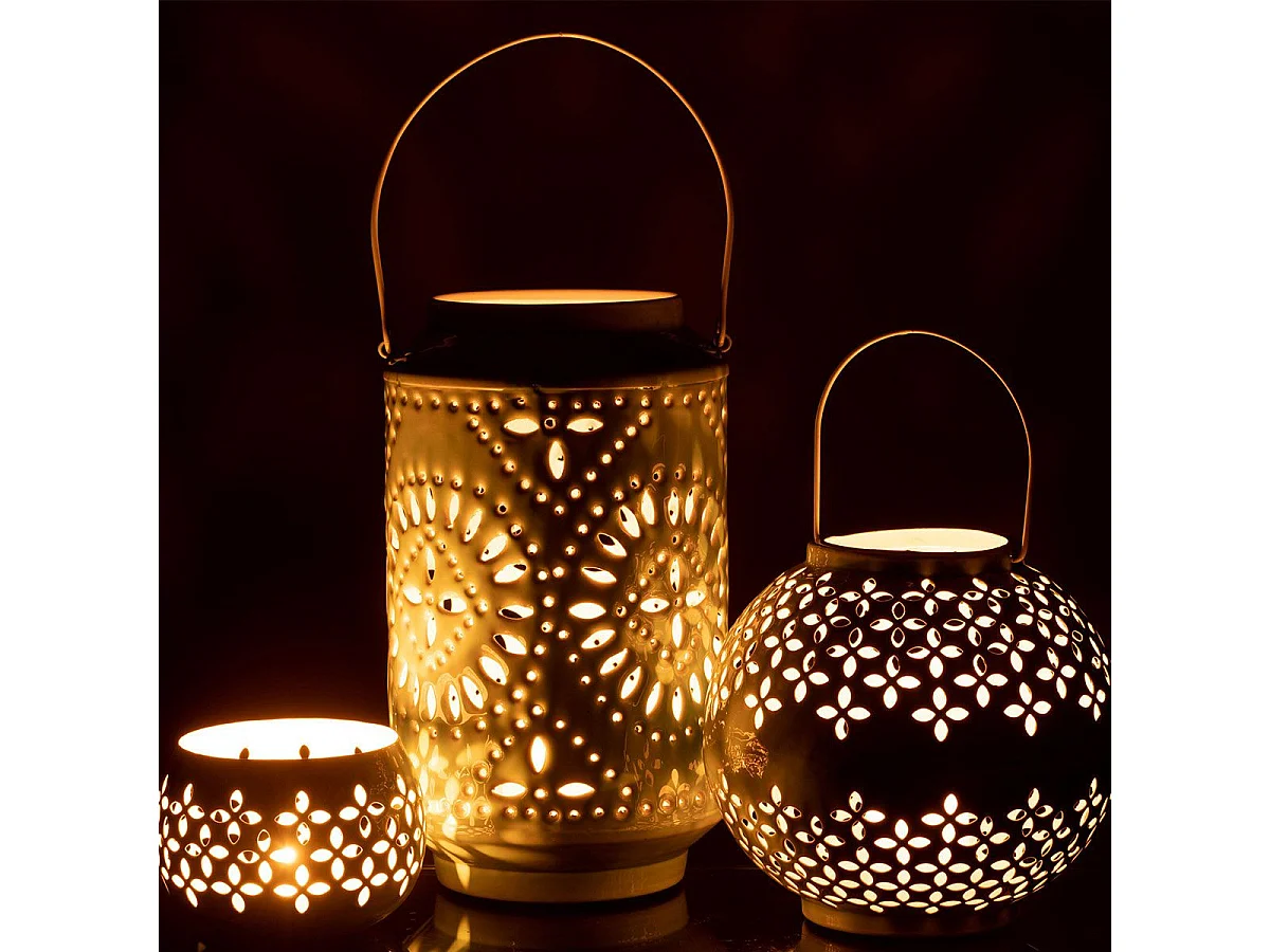 Lanterne Cylindrique Métal "Sévilla" 45cm Bleu