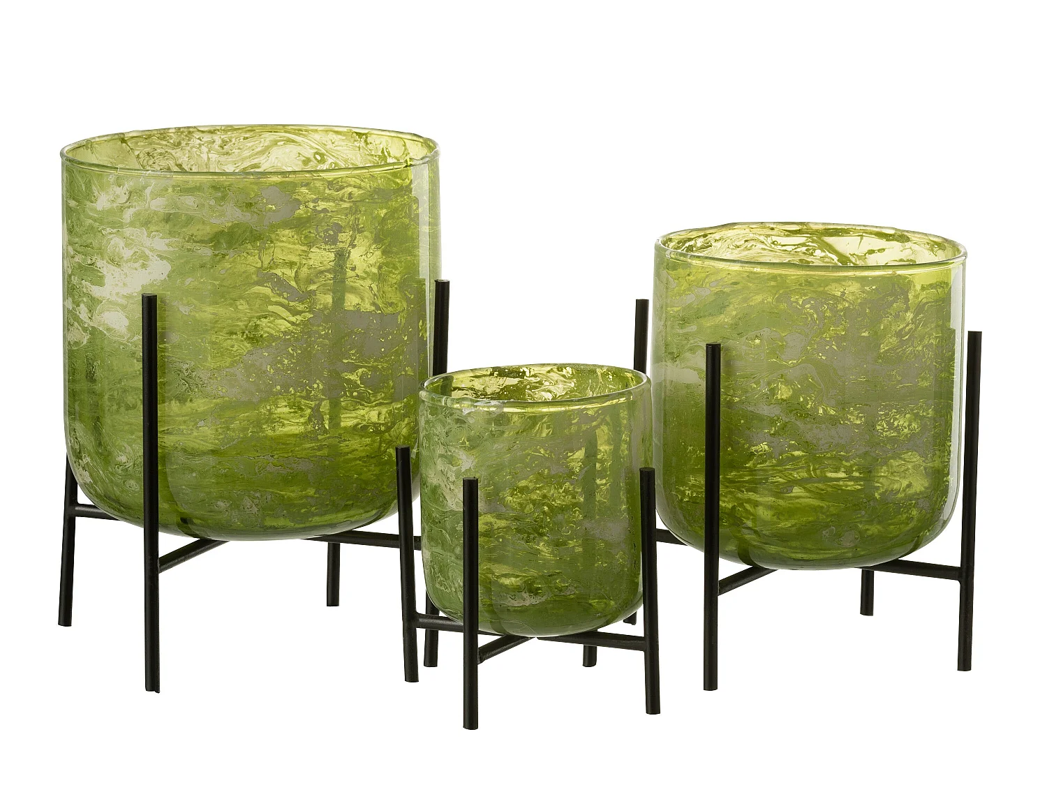 Photophore sur Pied "Debout" 20cm Vert & Noir