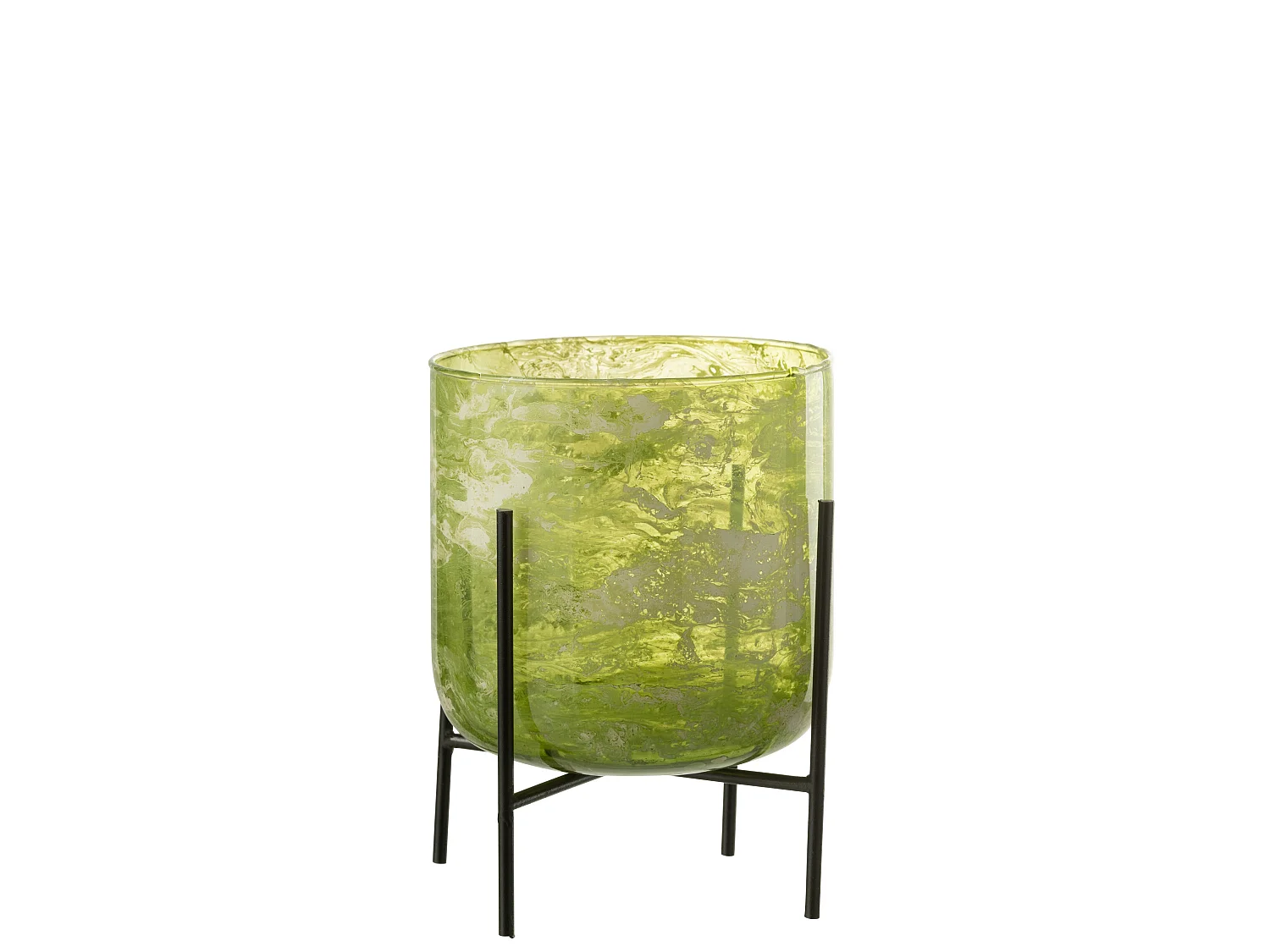 Photophore sur Pied "Debout" 20cm Vert & Noir