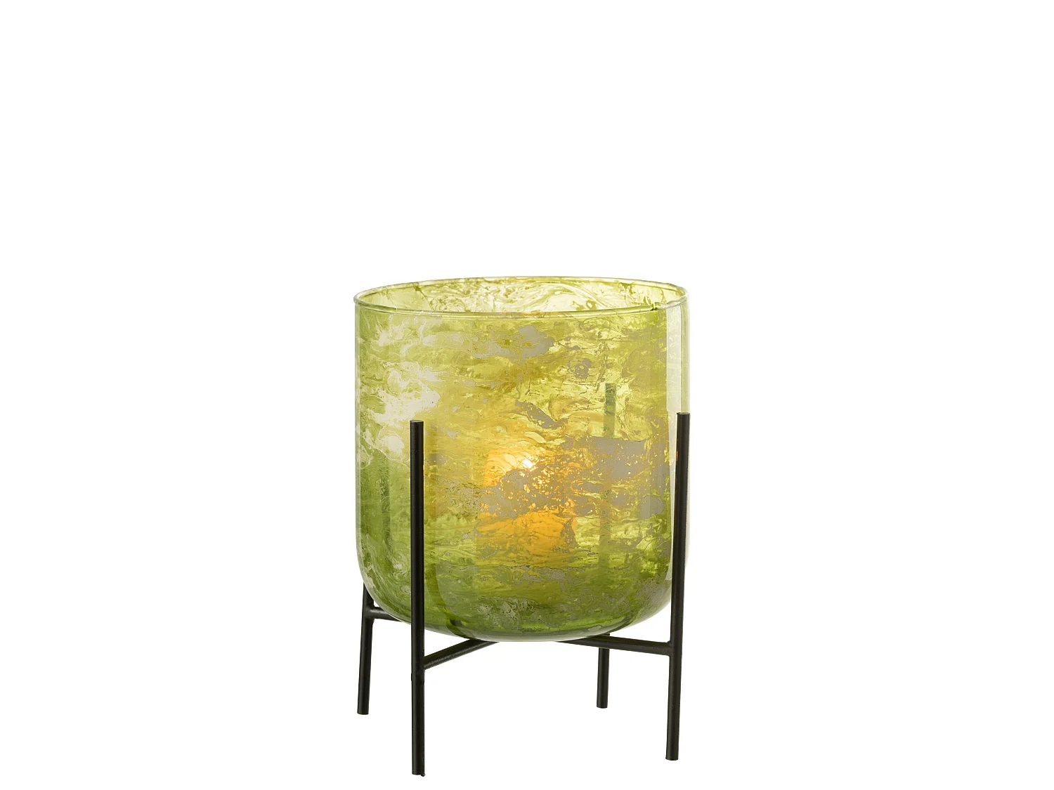 Photophore sur Pied "Debout" 20cm Vert & Noir