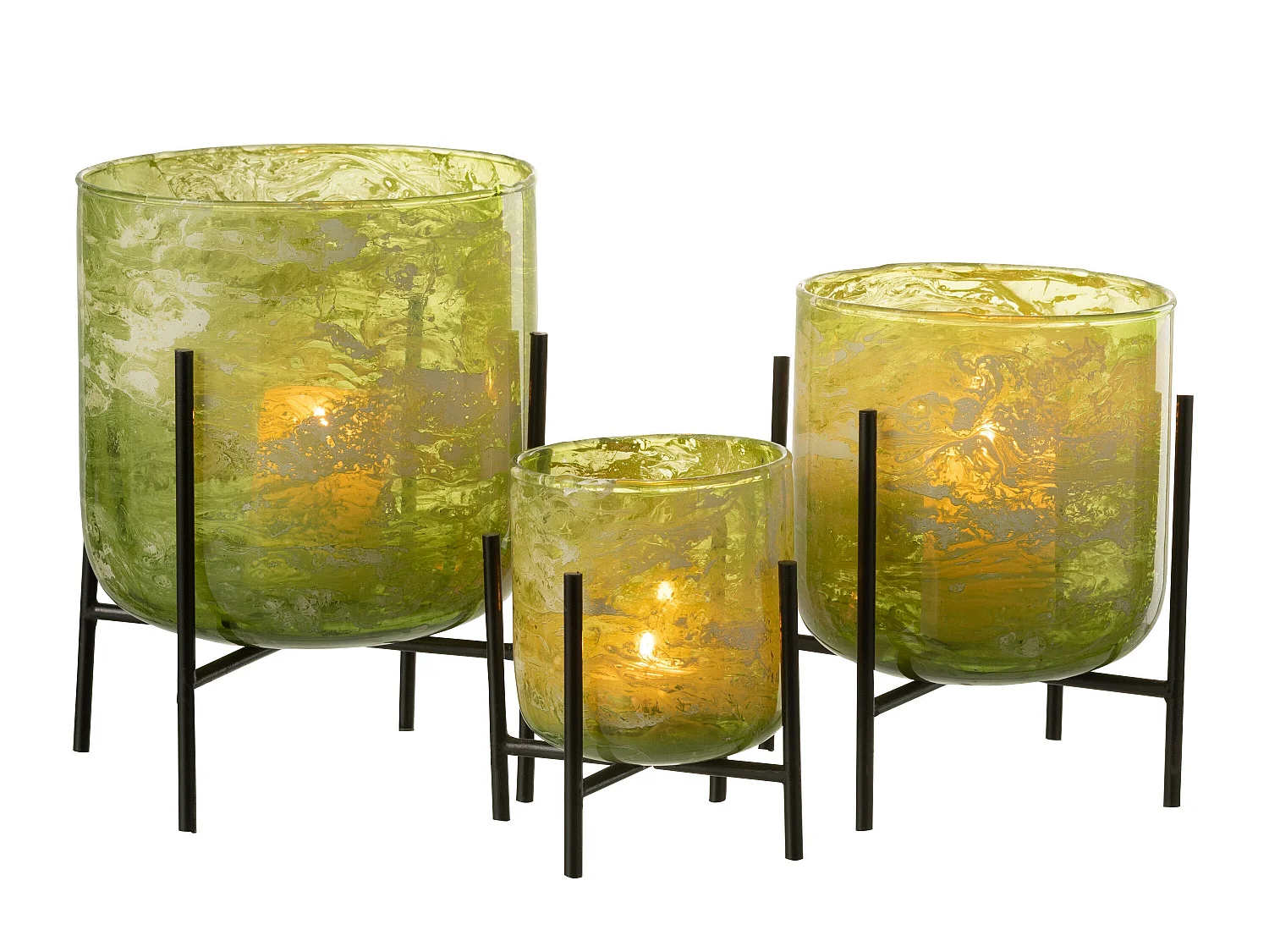 Photophore sur Pied "Debout" 20cm Vert & Noir