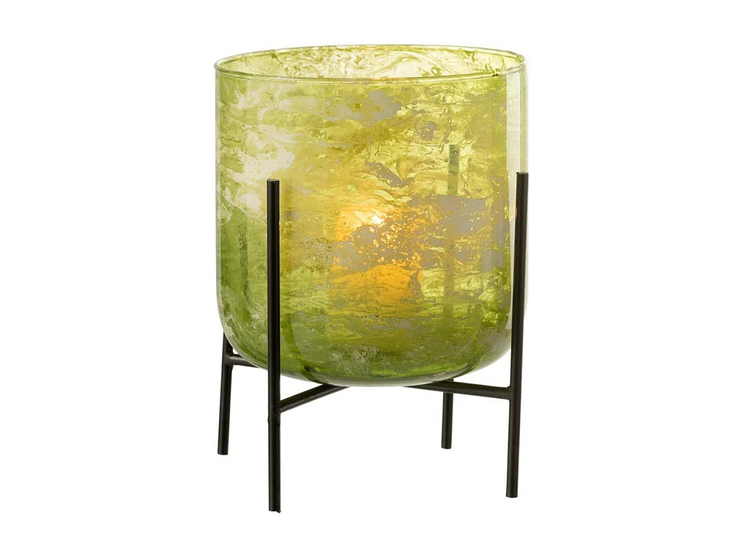 Photophore sur Pied "Debout" 20cm Vert & Noir