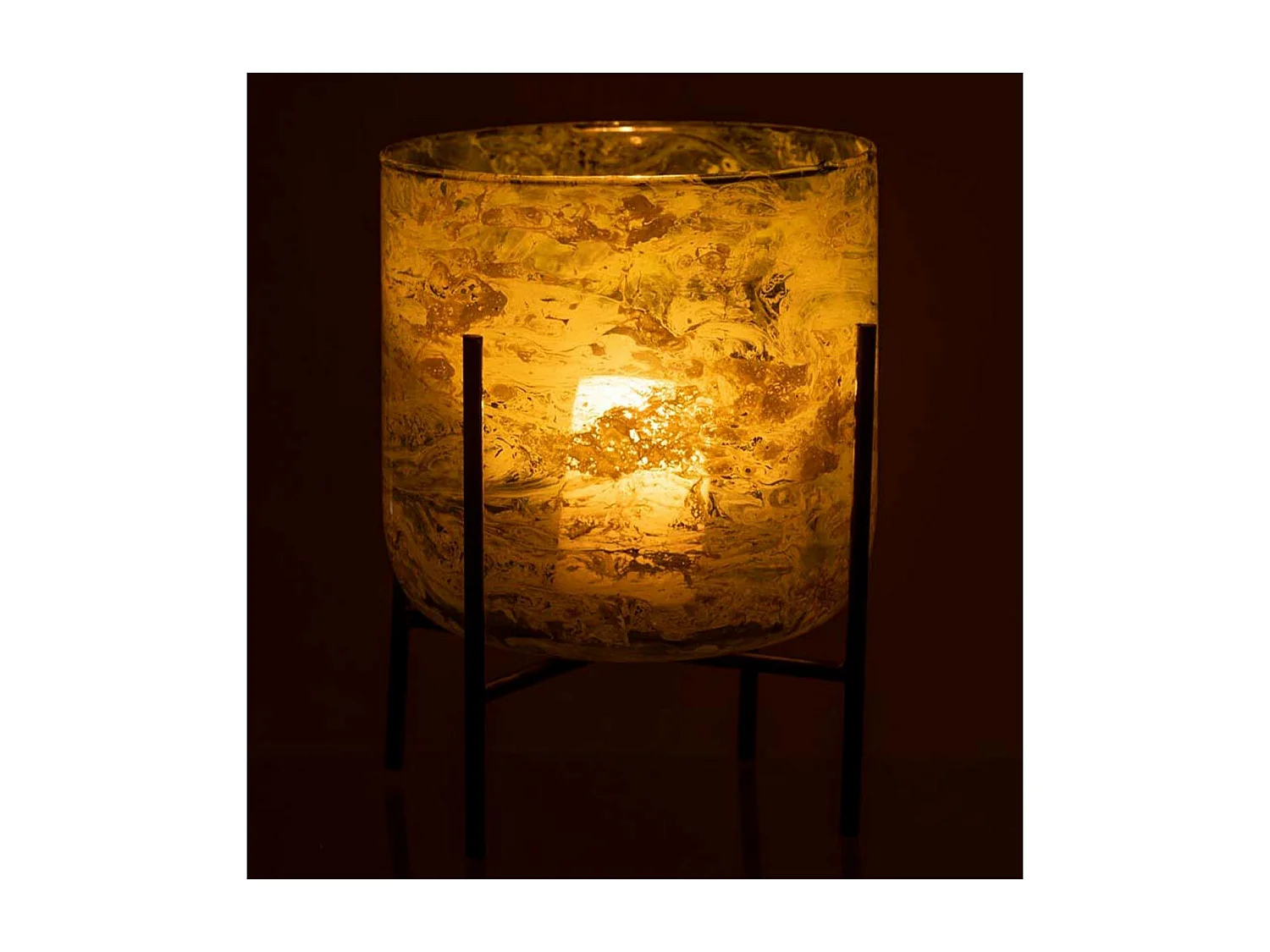 Photophore sur Pied "Debout" 20cm Vert & Noir