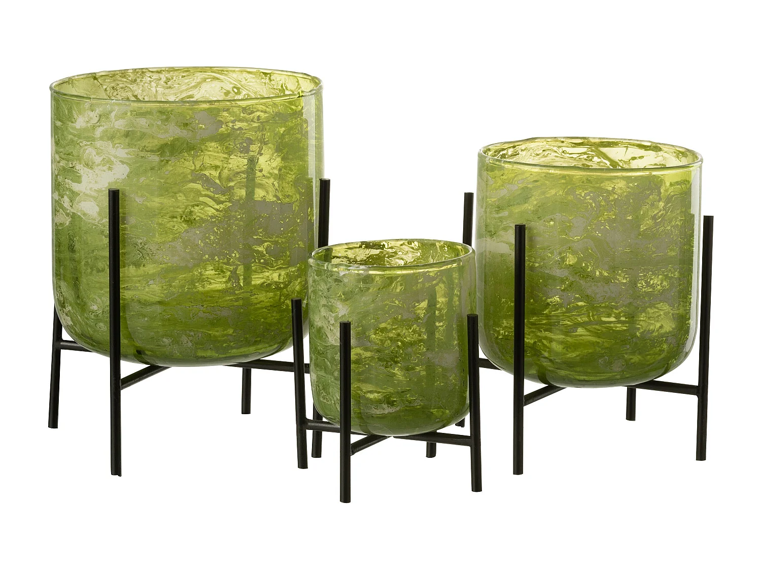 Photophore sur Pied "Debout" 20cm Vert & Noir