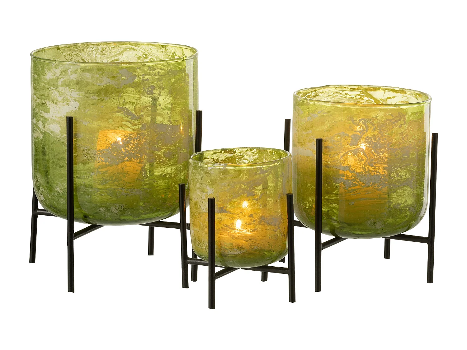 Photophore sur Pied "Debout" 20cm Vert & Noir