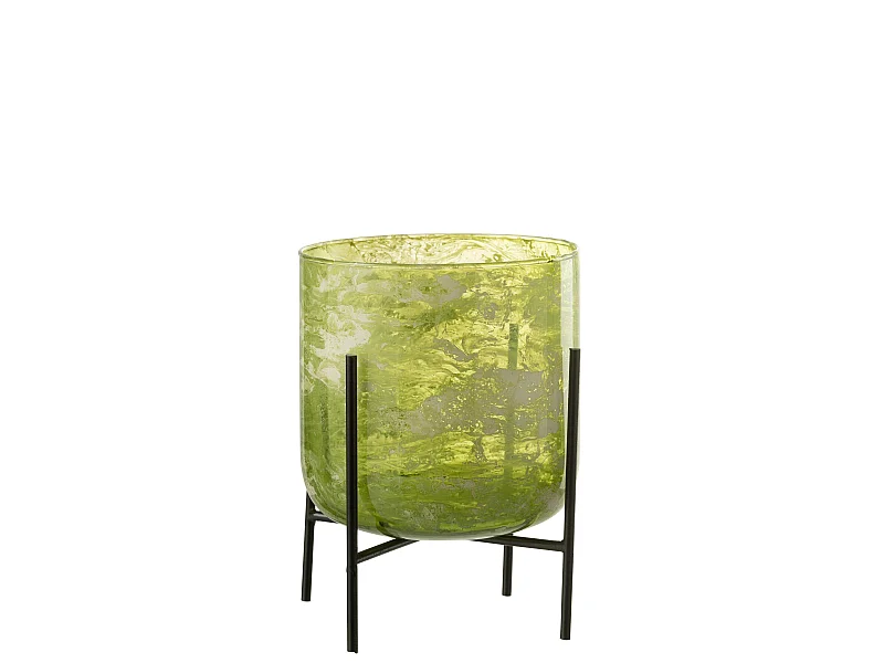 Photophore sur Pied "Debout" 20cm Vert & Noir