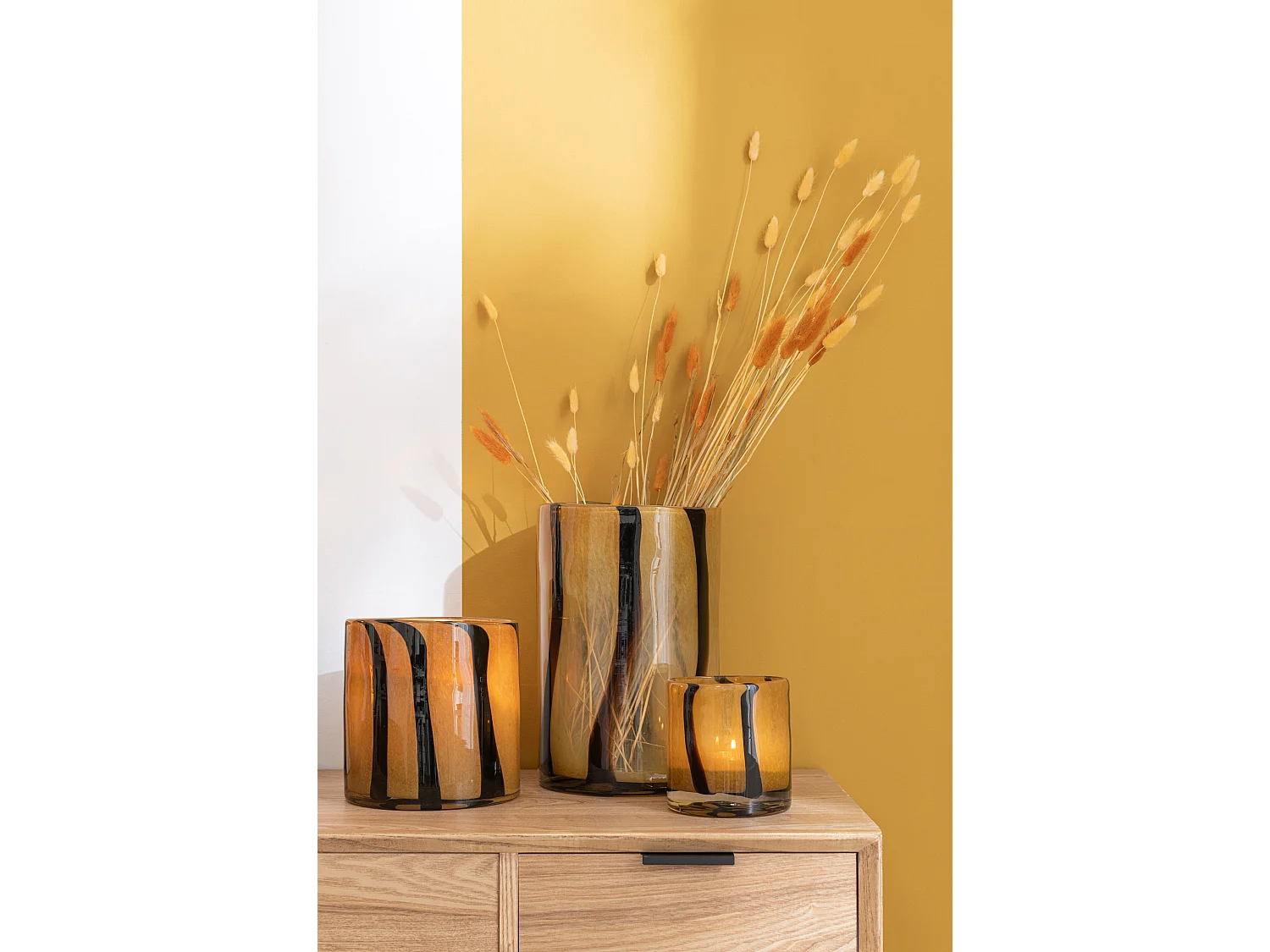 Photophore Design en Verre "Safaria" 18cm Marron