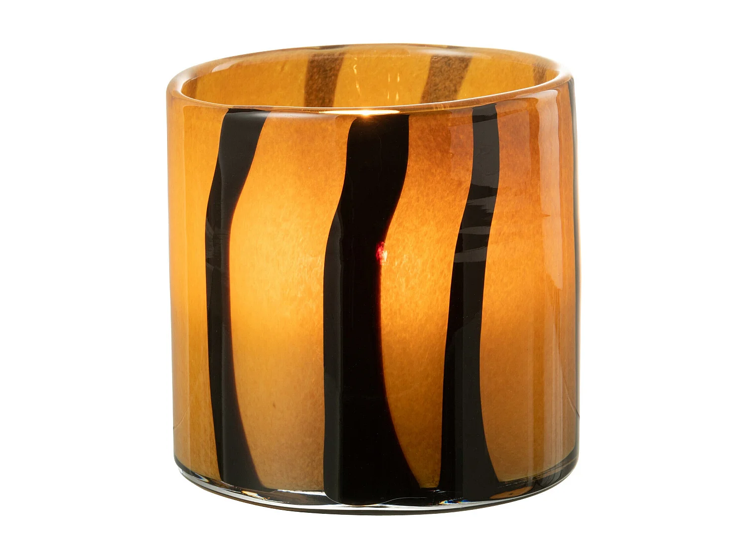 Photophore Design en Verre "Safaria" 18cm Marron