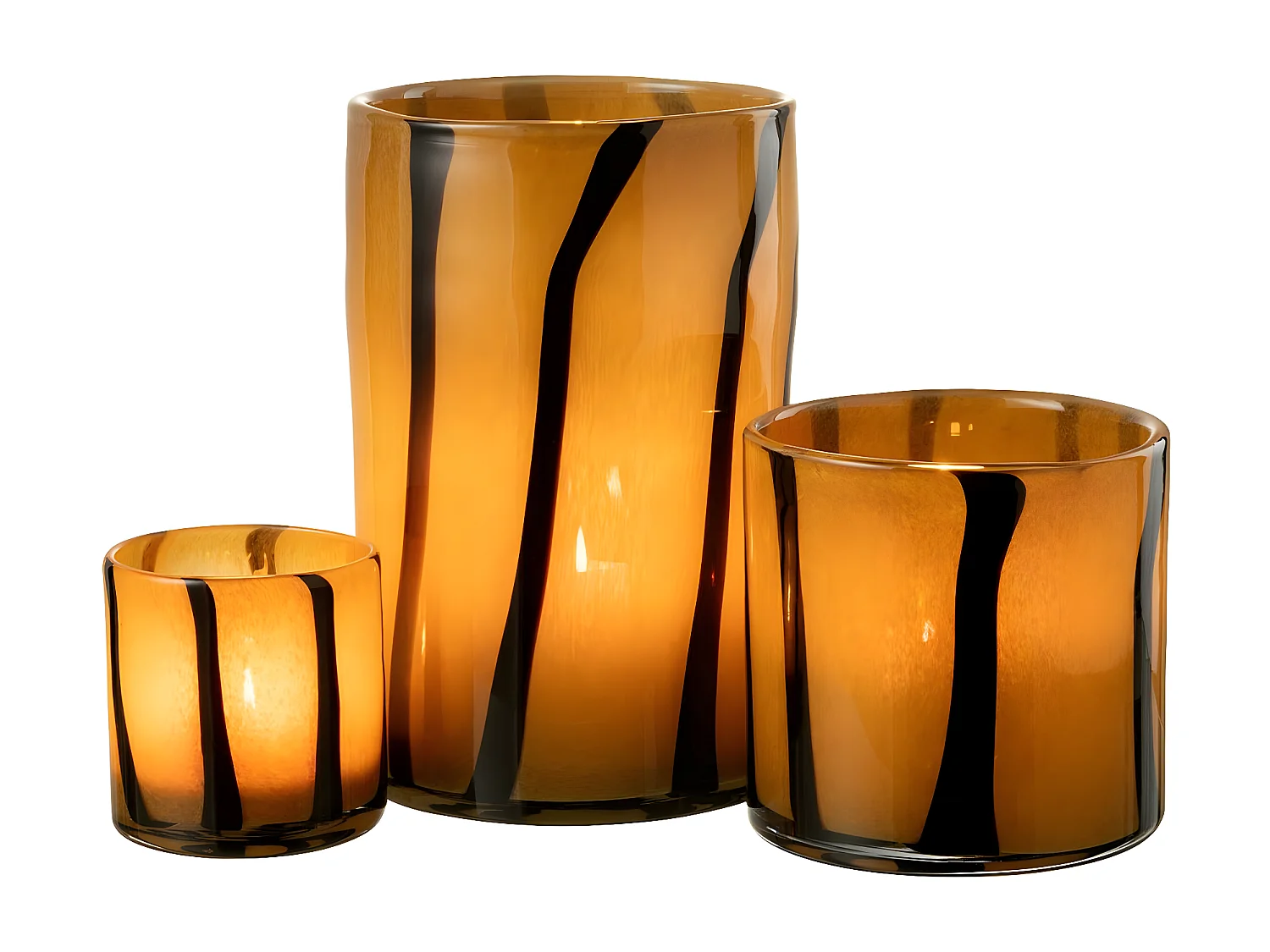 Photophore Design en Verre "Safaria" 18cm Marron