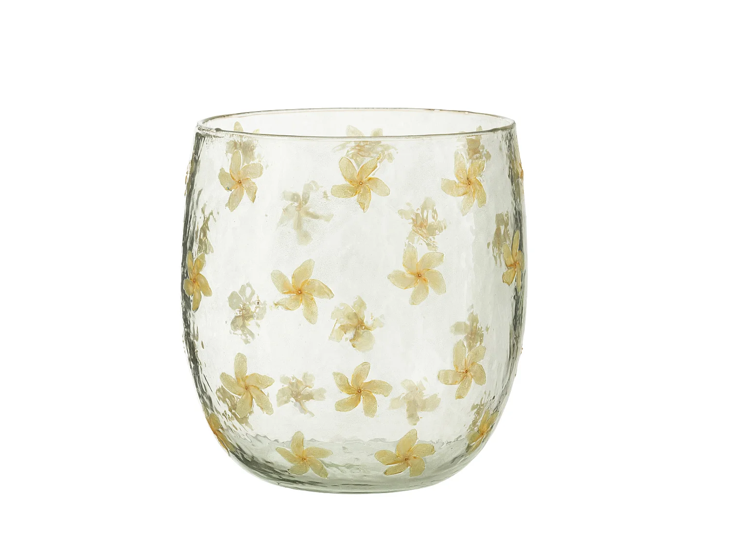Photophore Design en Verre "Fleurs" 20cm Jaune