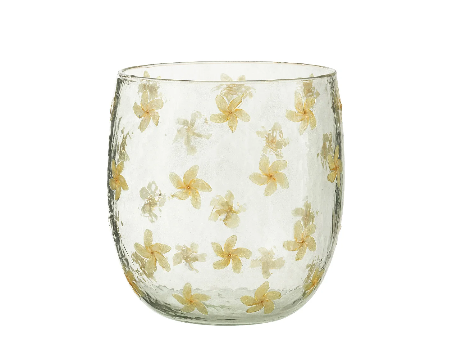 Photophore Design en Verre "Fleurs" 20cm Jaune