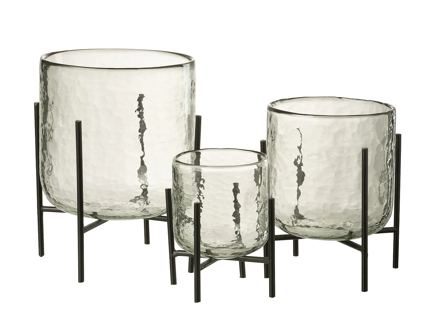 Photophore sur Pied "Debout" 20cm Transparent & Noir