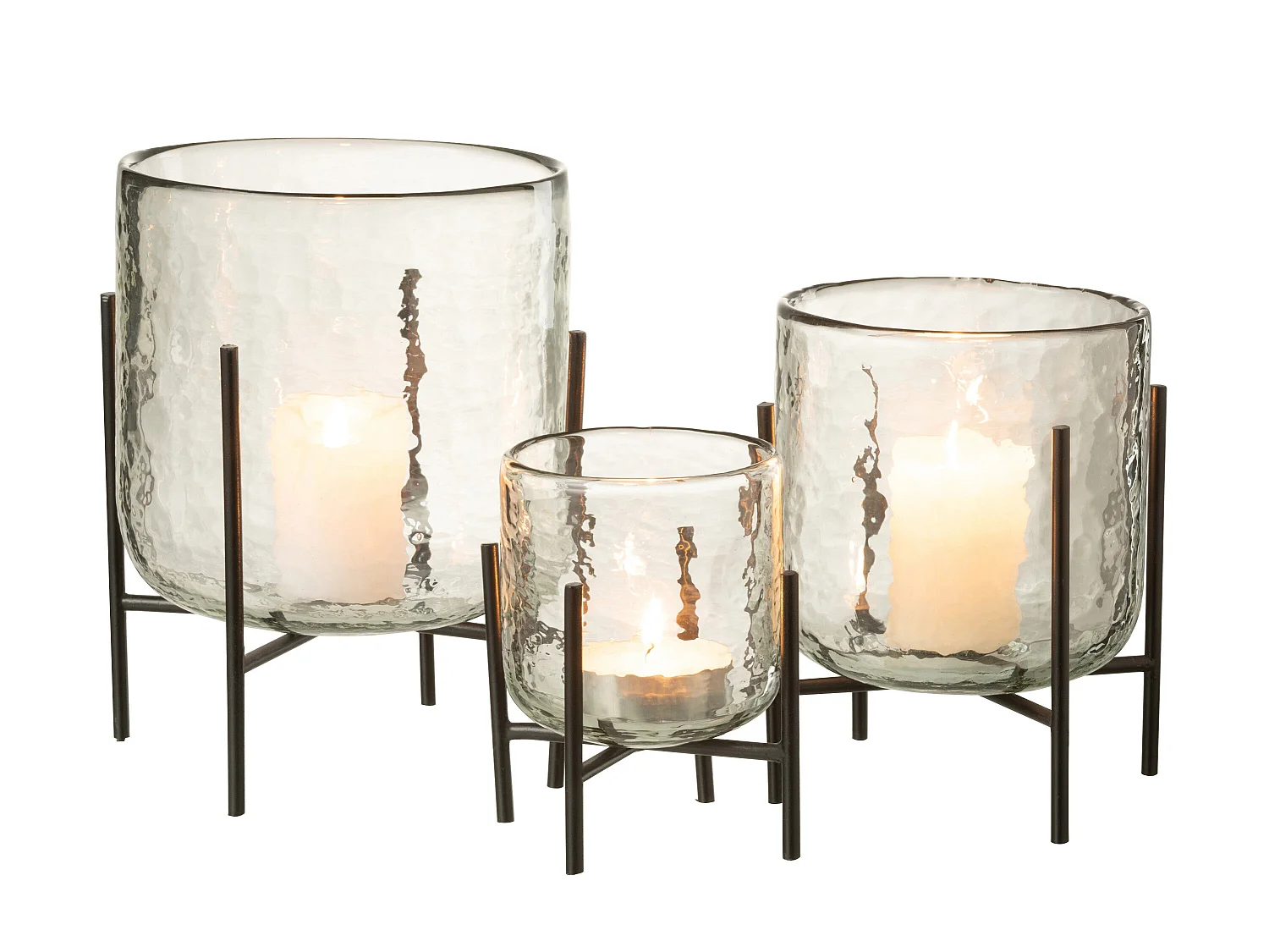 Photophore sur Pied "Debout" 20cm Transparent & Noir