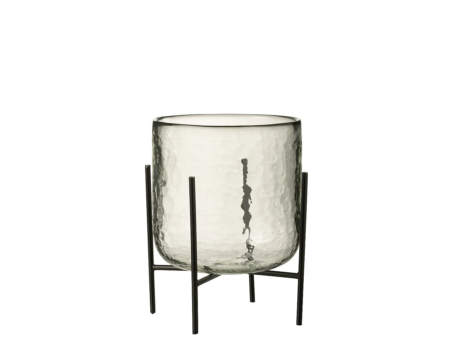 Photophore sur Pied "Debout" 20cm Transparent & Noir