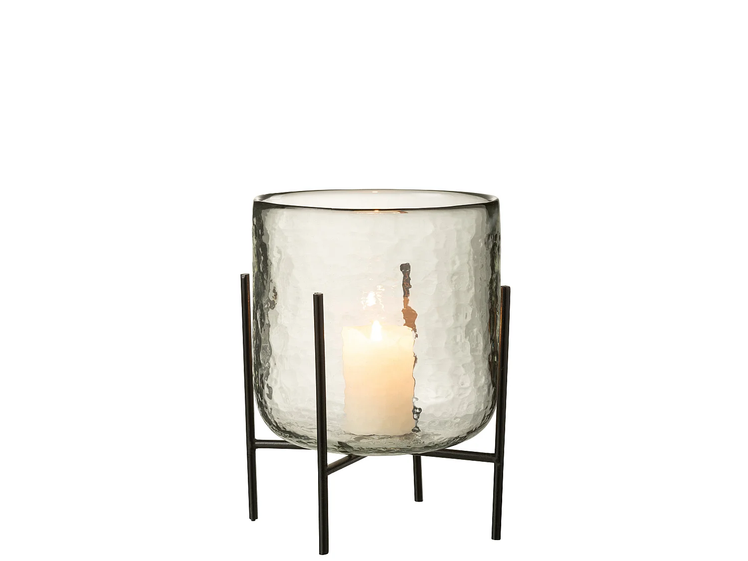 Photophore sur Pied "Debout" 20cm Transparent & Noir