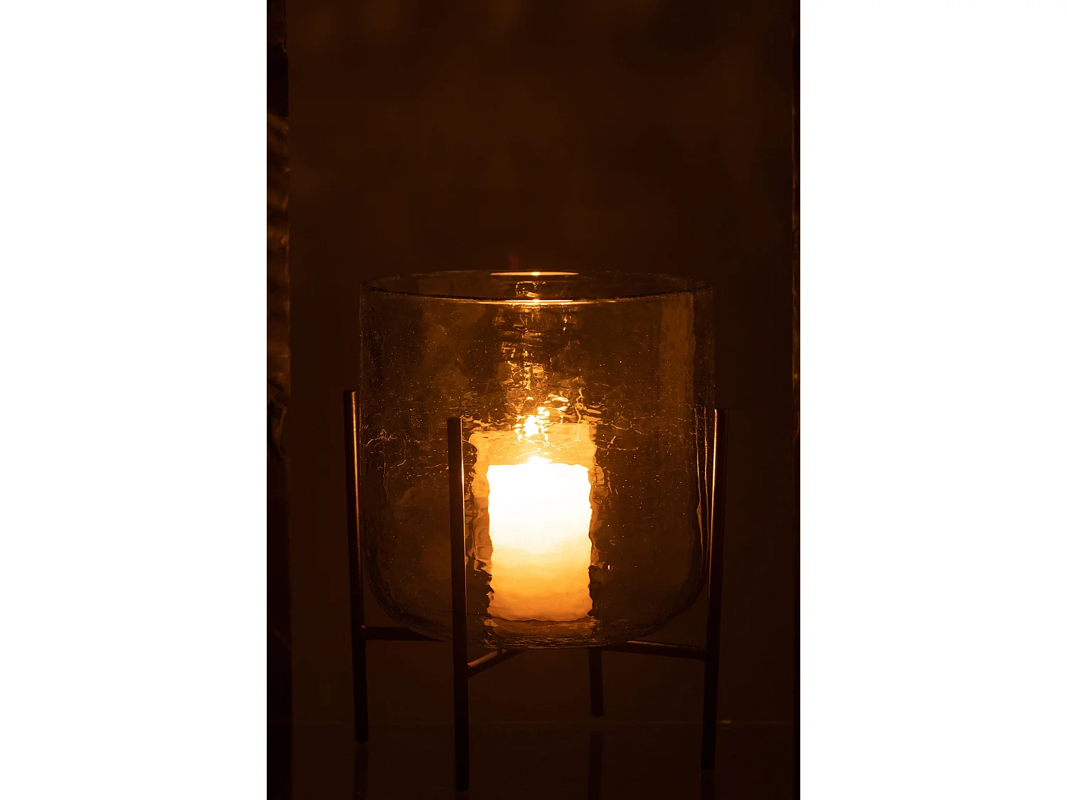 Photophore sur Pied "Debout" 20cm Transparent & Noir