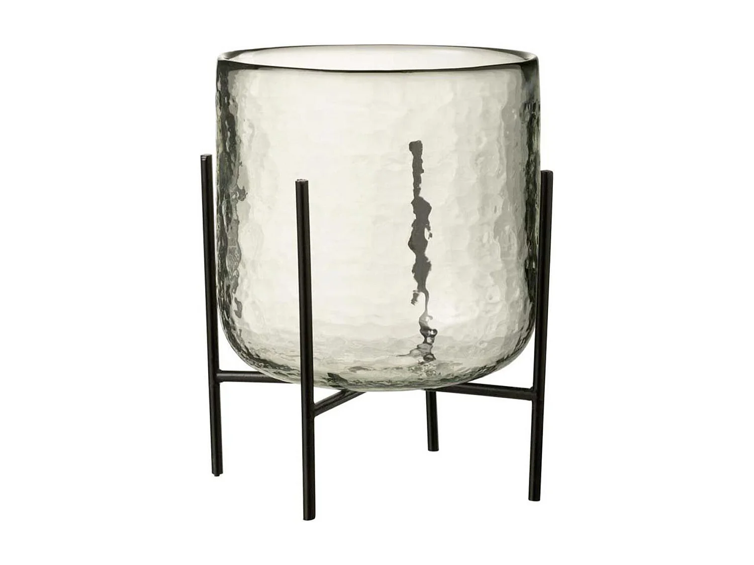 Photophore sur Pied "Debout" 20cm Transparent & Noir