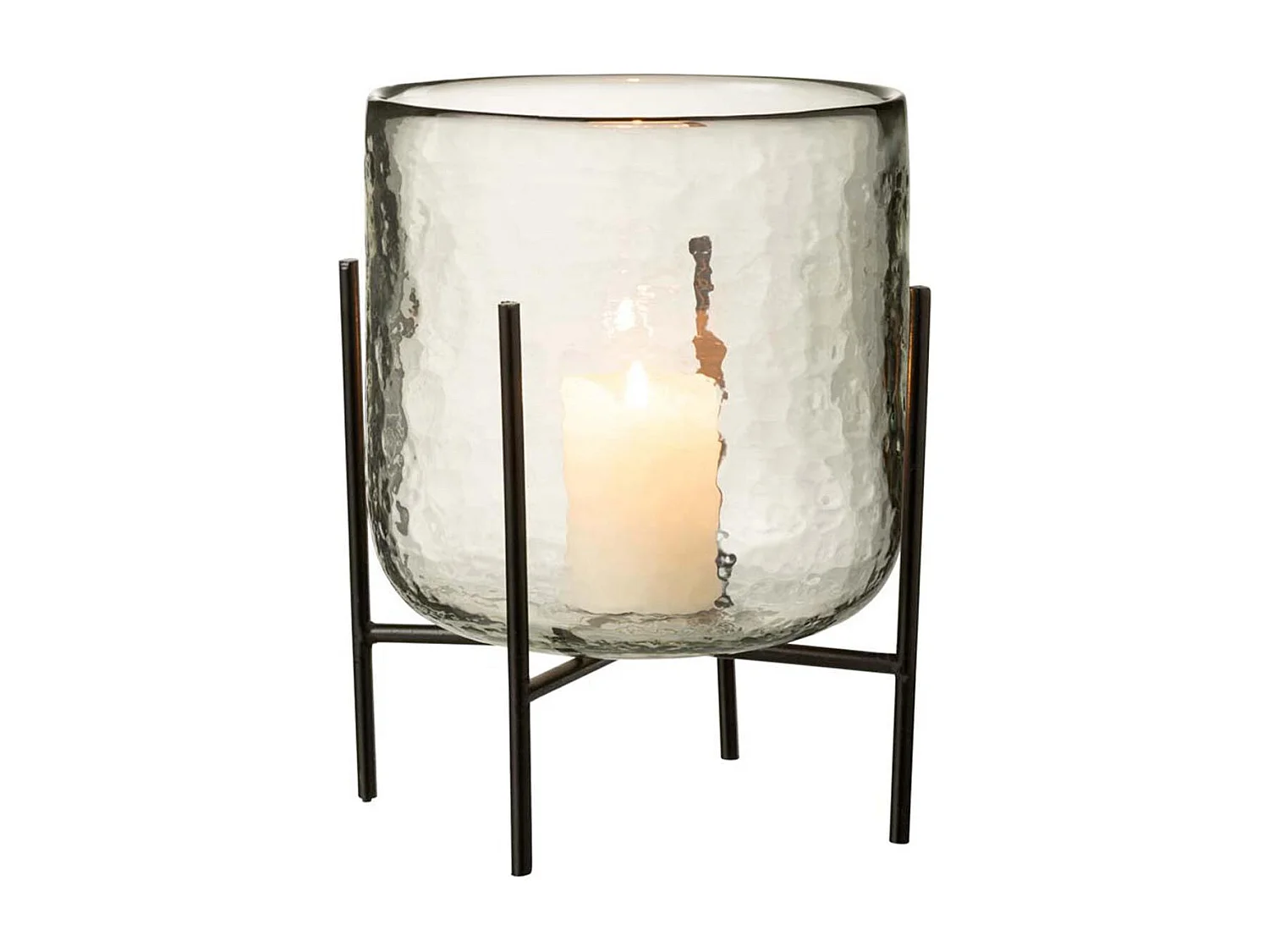 Photophore sur Pied "Debout" 20cm Transparent & Noir