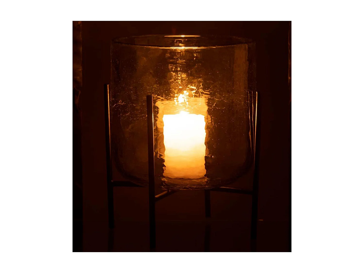 Photophore sur Pied "Debout" 20cm Transparent & Noir