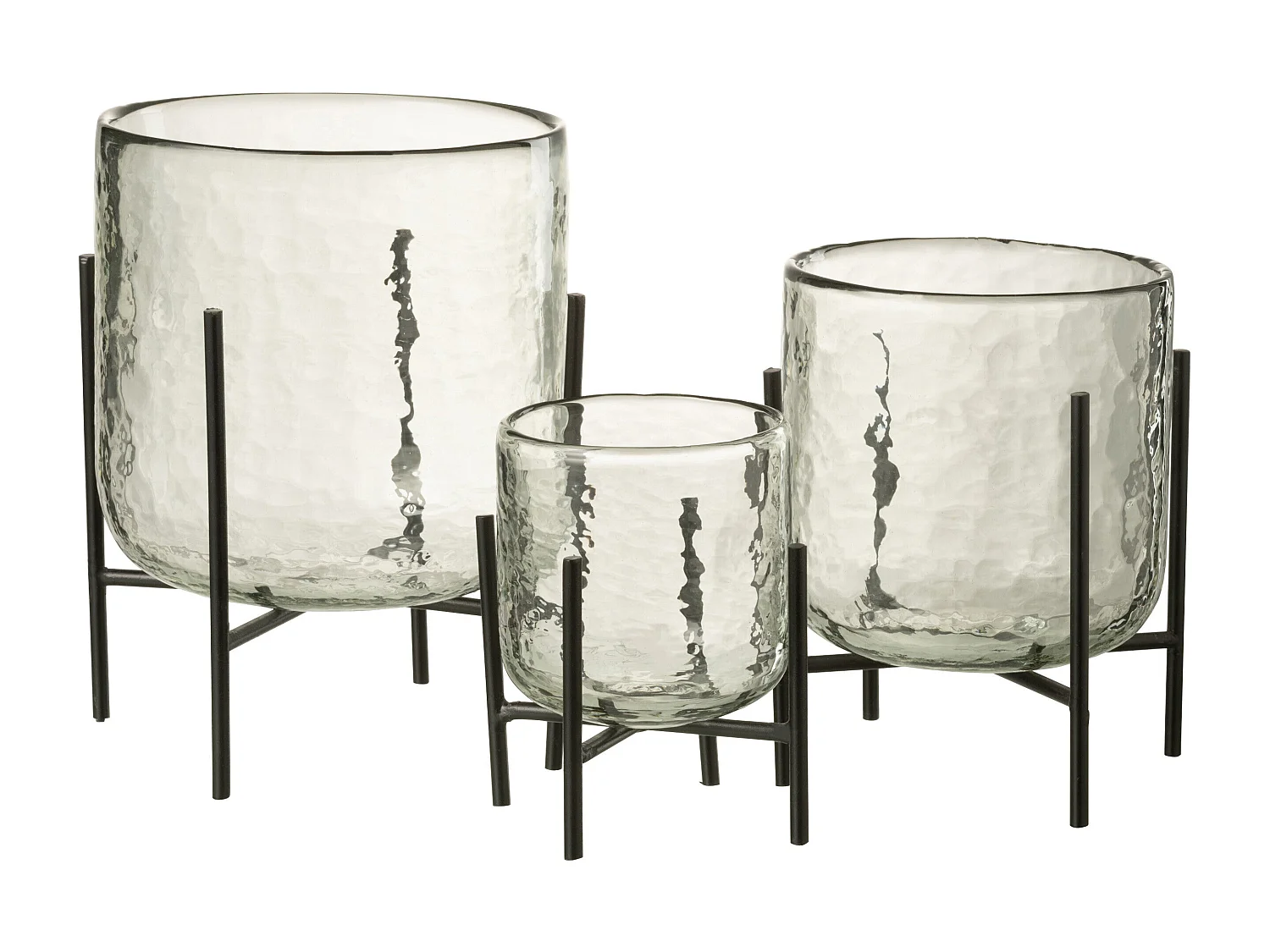 Photophore sur Pied "Debout" 20cm Transparent & Noir