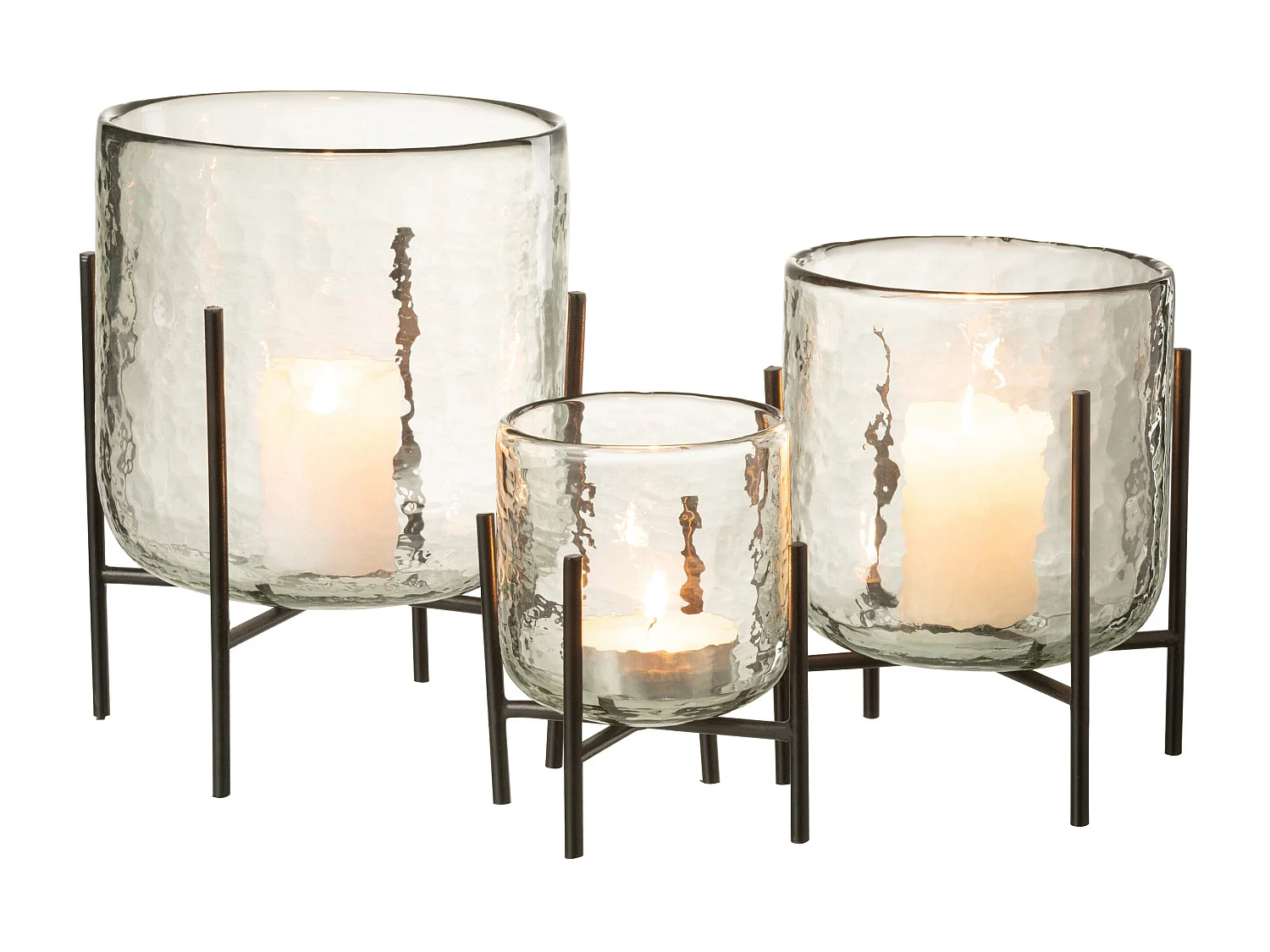 Photophore sur Pied "Debout" 20cm Transparent & Noir