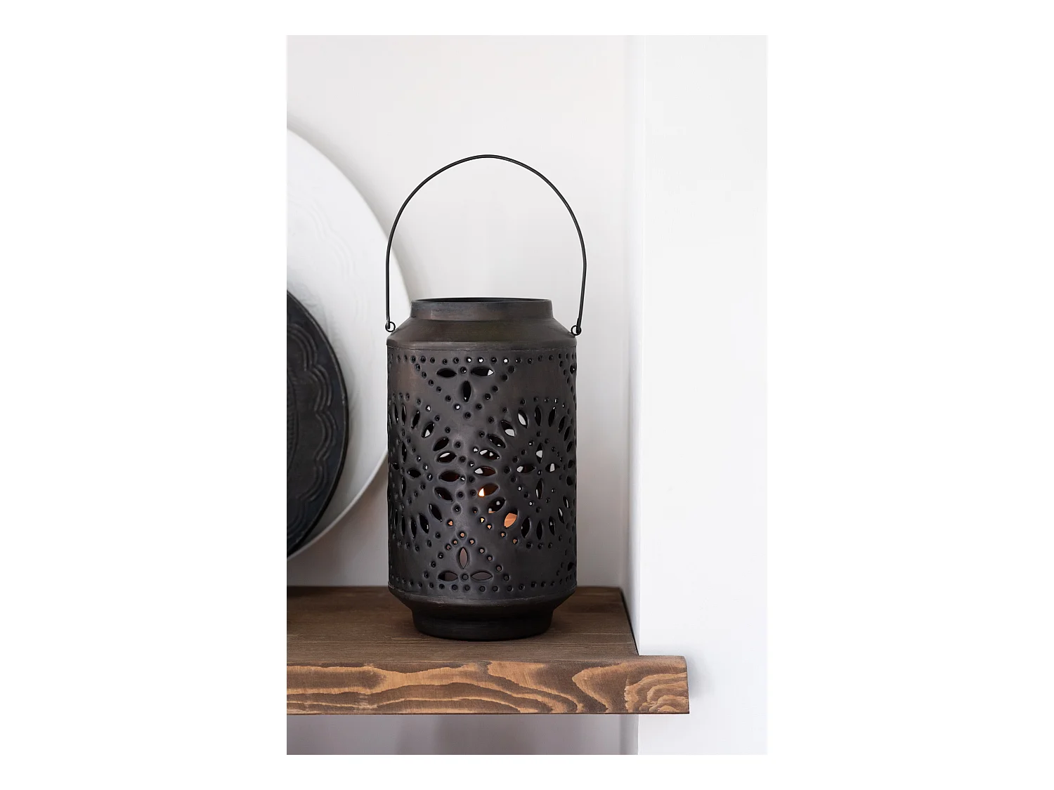 Lanterne Cylindrique Métal "Sévilla" 45cm Noir Mat