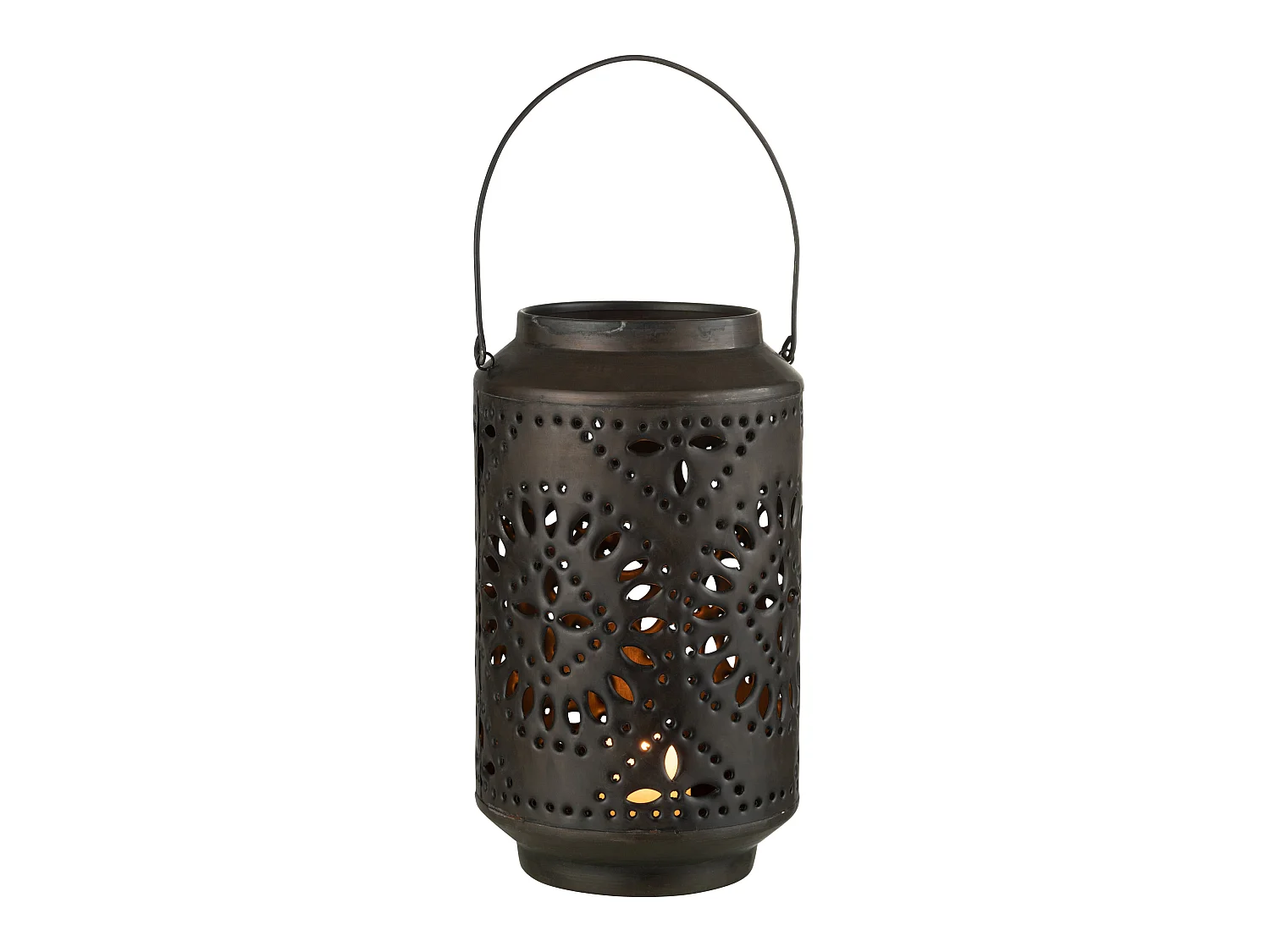 Lanterne Cylindrique Métal "Sévilla" 45cm Noir Mat