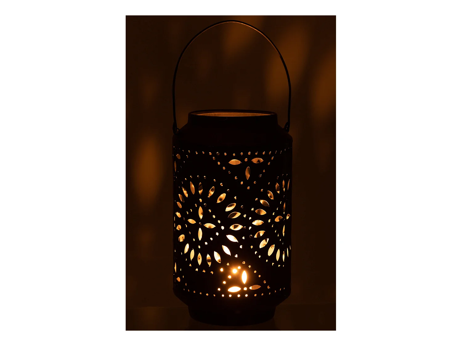 Lanterne Cylindrique Métal "Sévilla" 45cm Noir Mat