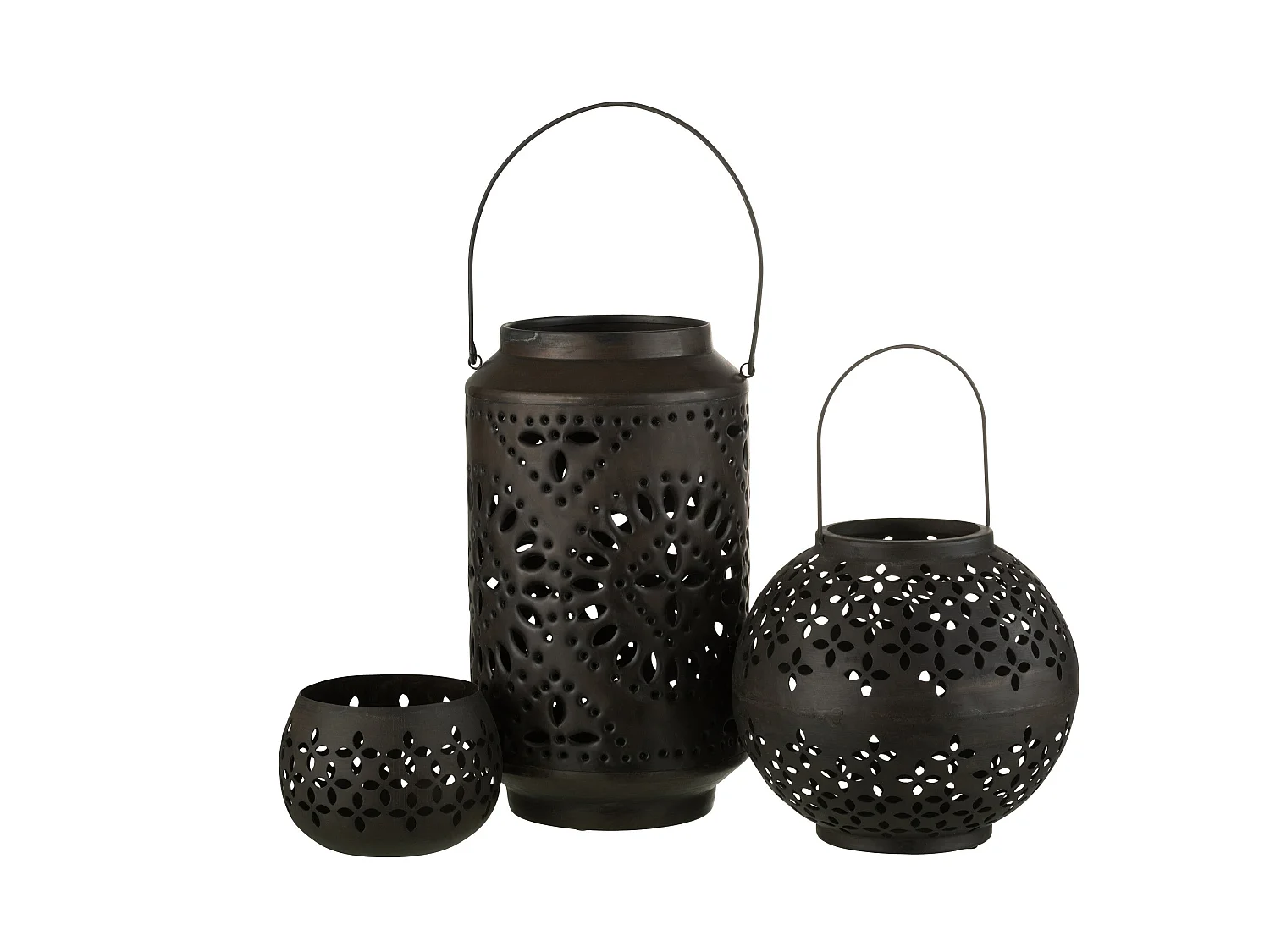 Lanterne Cylindrique Métal "Sévilla" 45cm Noir Mat