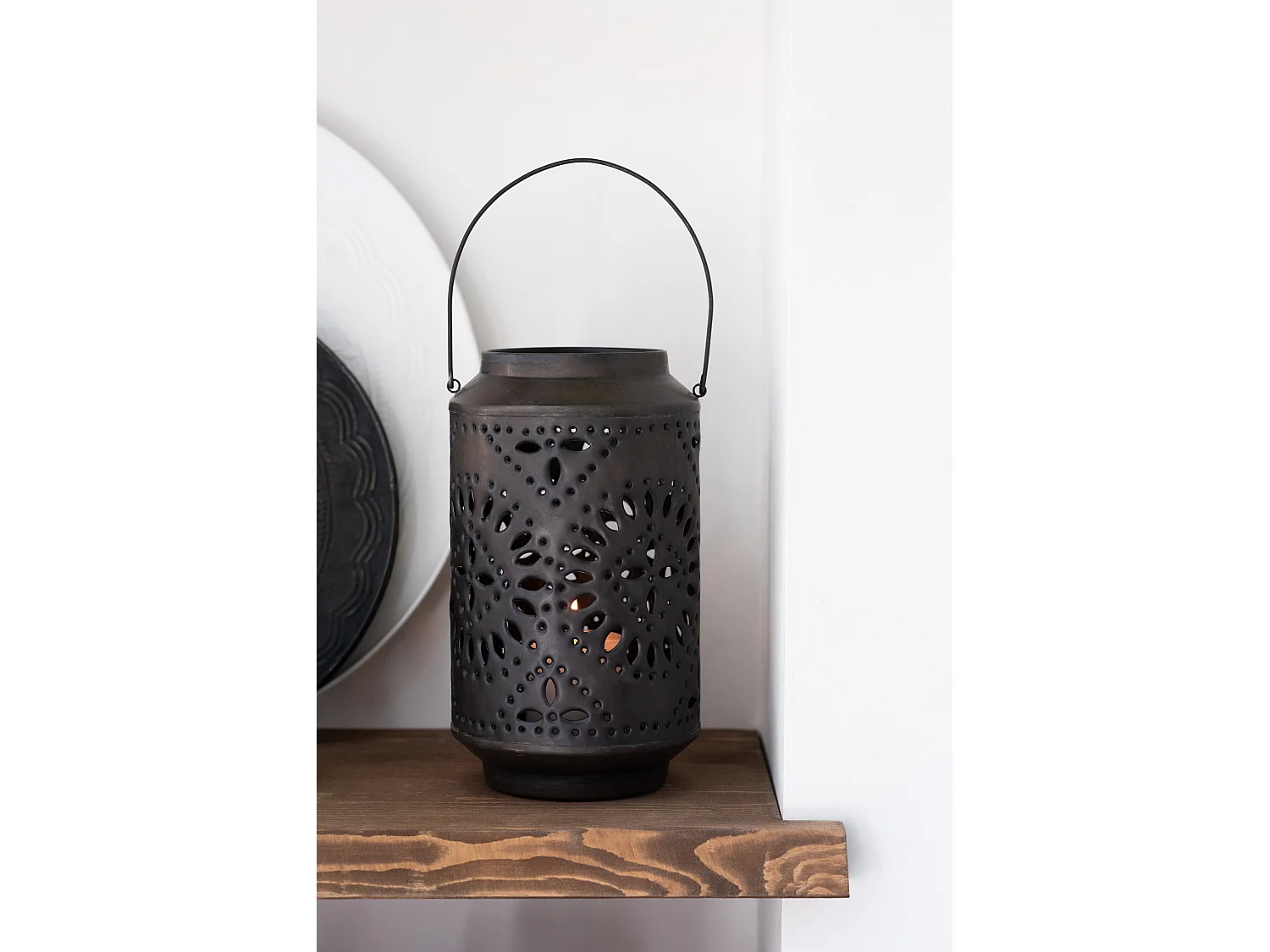 Lanterne Cylindrique Métal "Sévilla" 45cm Noir Mat