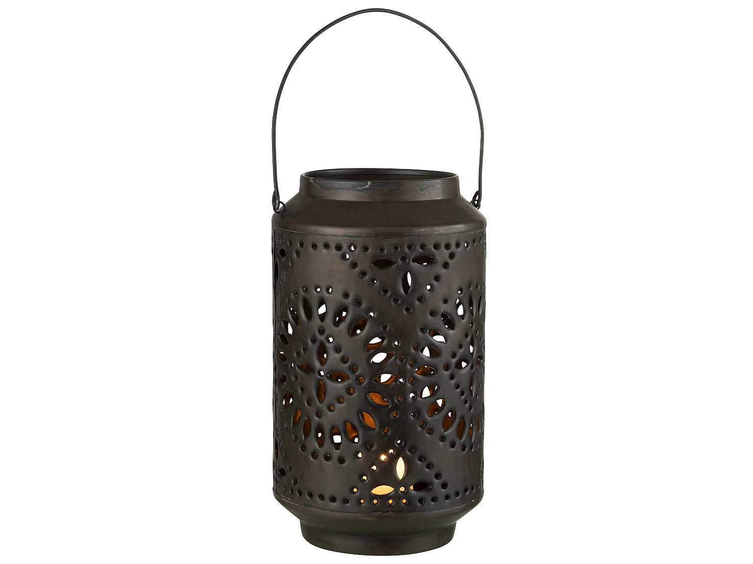 Lanterne Cylindrique Métal "Sévilla" 45cm Noir Mat