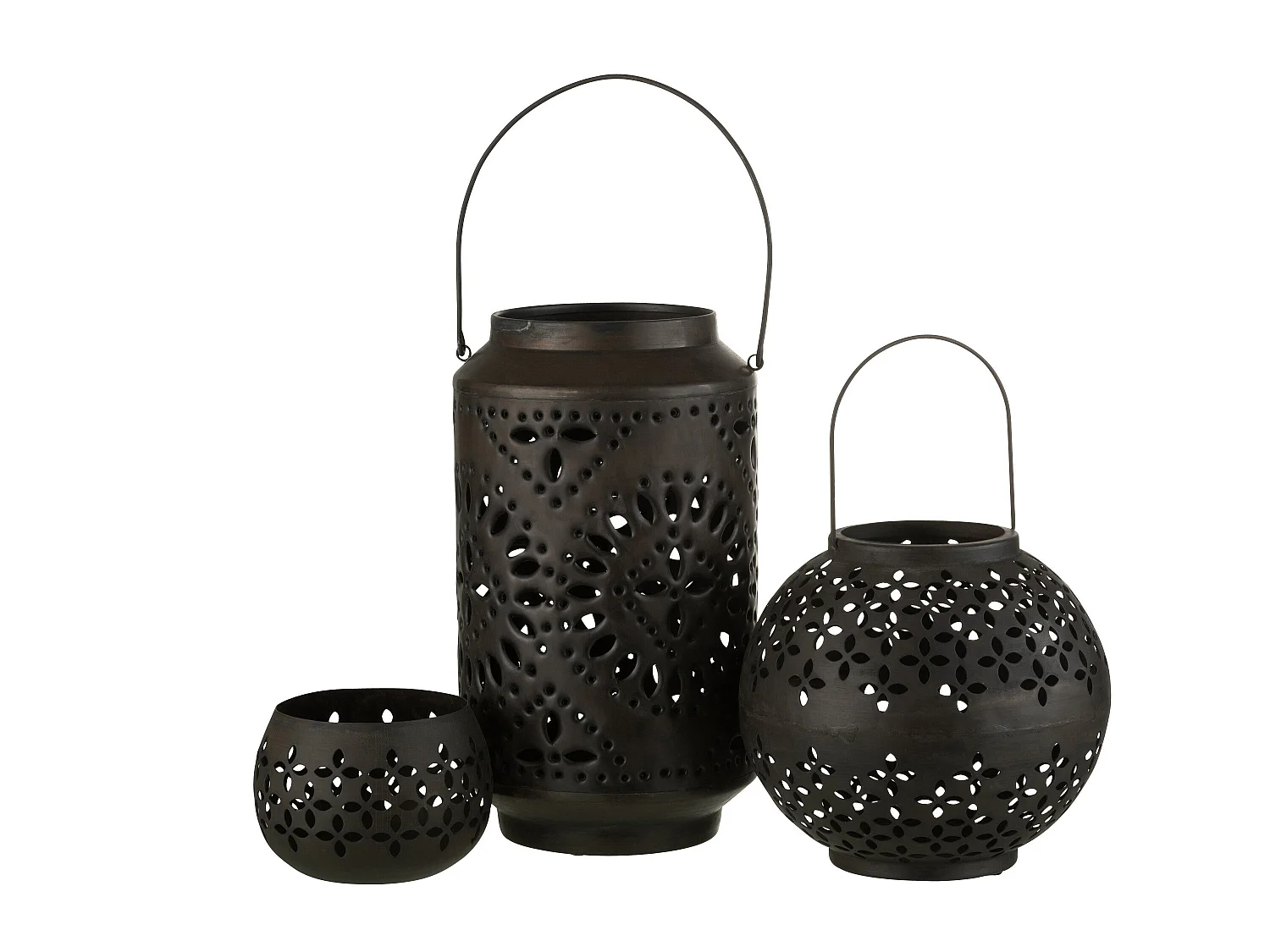 Lanterne Cylindrique Métal "Sévilla" 45cm Noir Mat