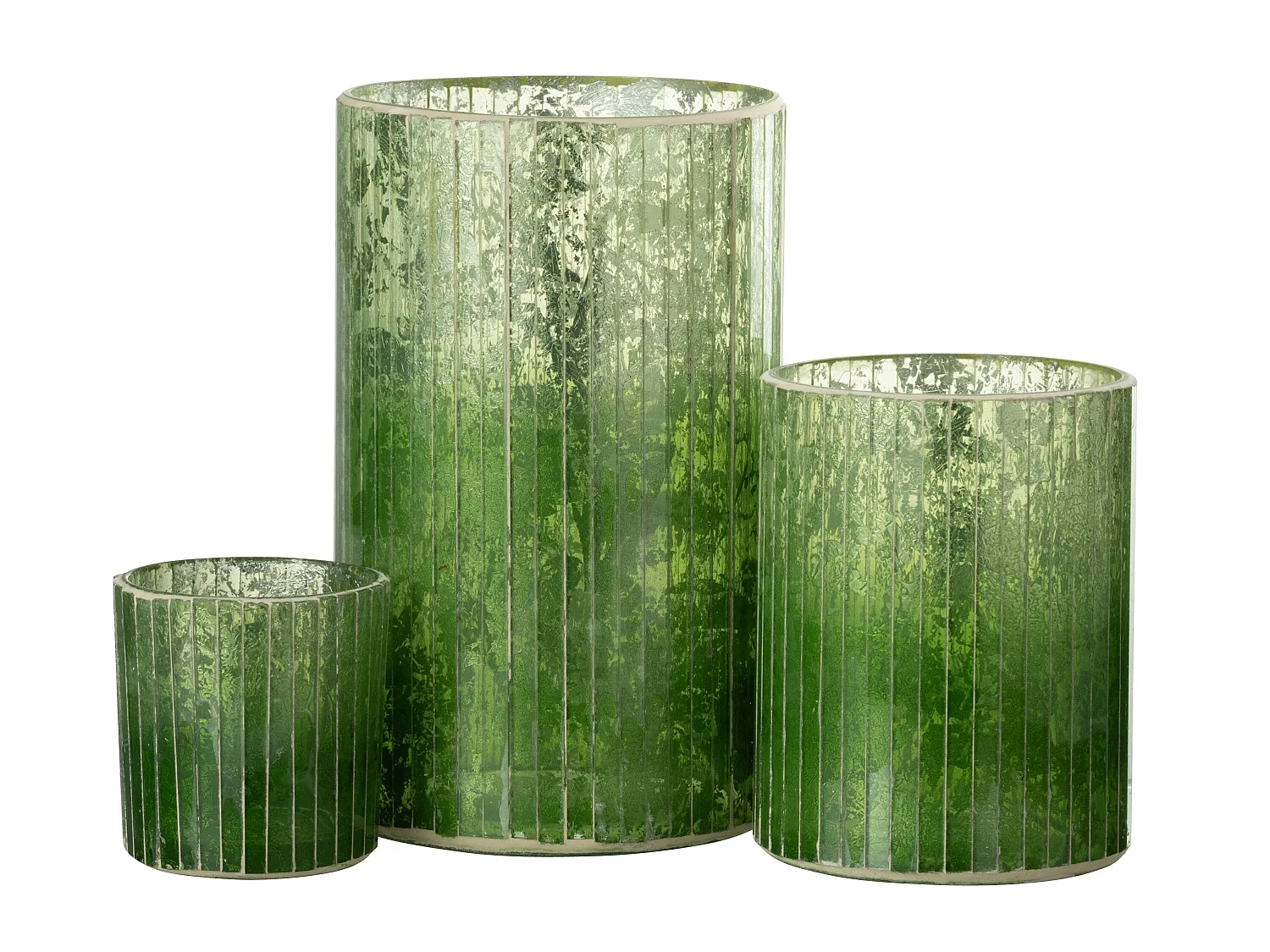 Photophore Design "Lignes Verre" 21cm Vert