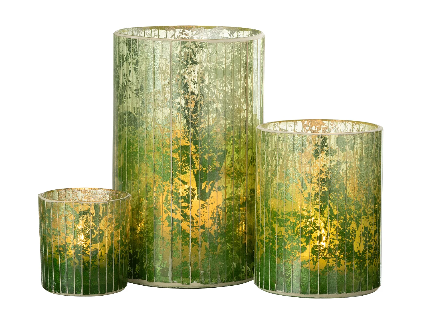 Photophore Design "Lignes Verre" 21cm Vert