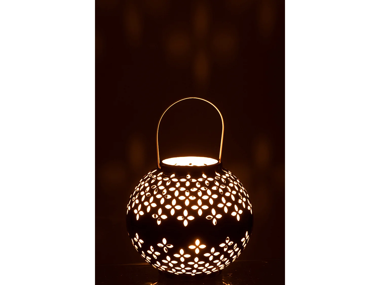 Lanterne Ronde Métal "Sévilla" 19cm Noir