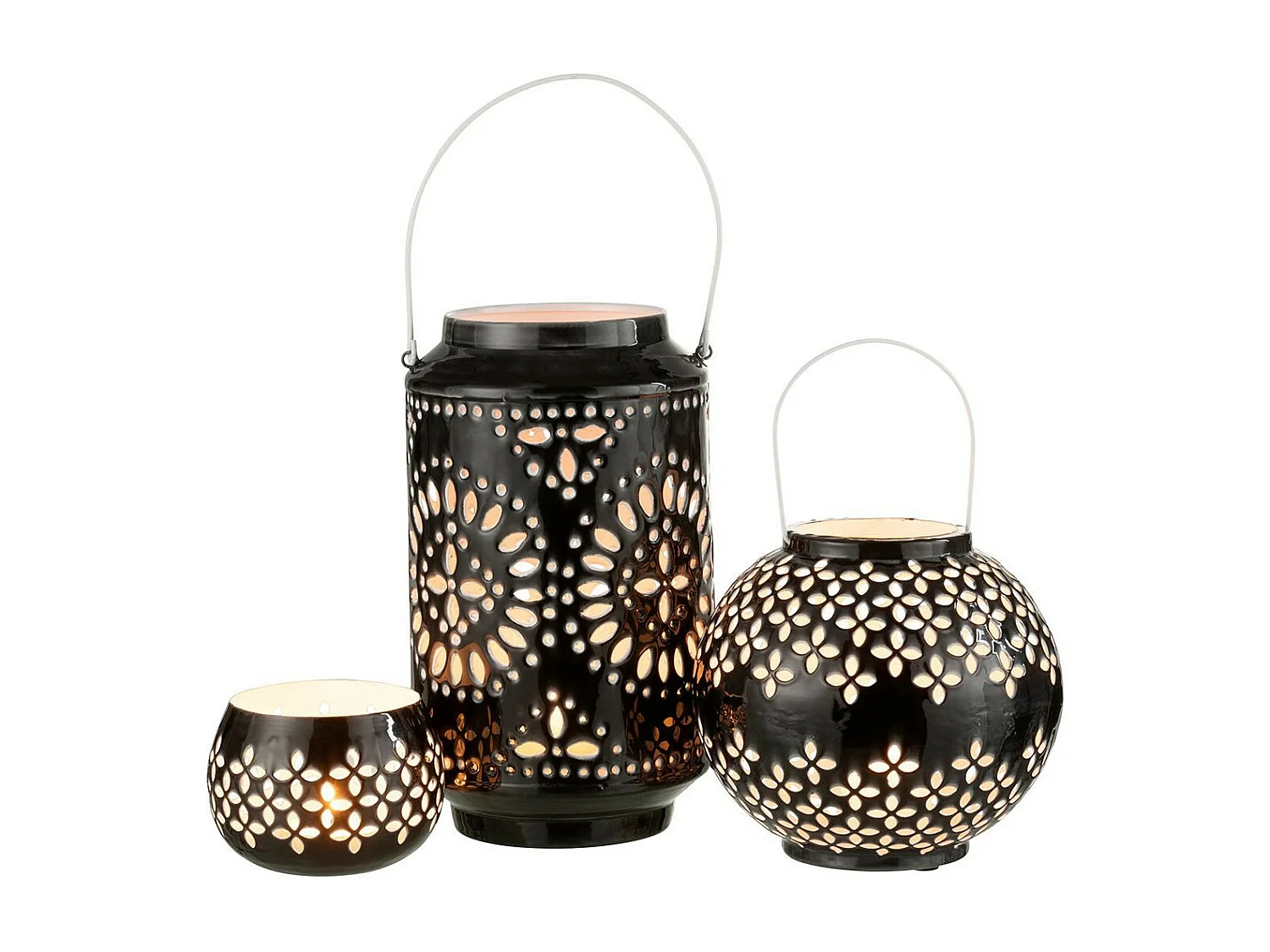 Lanterne Ronde Métal "Sévilla" 19cm Noir