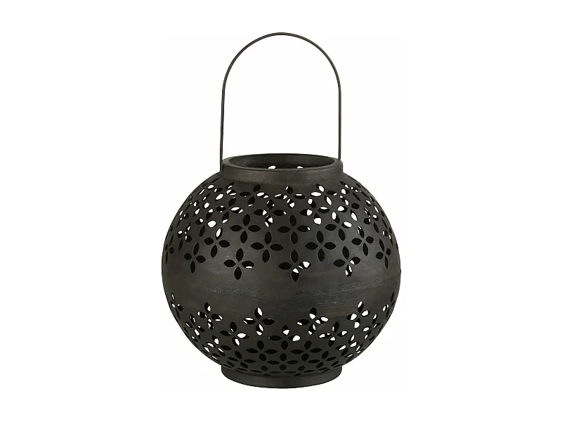 Lanterne Ronde Métal "Sévilla" 30cm Noir Mat