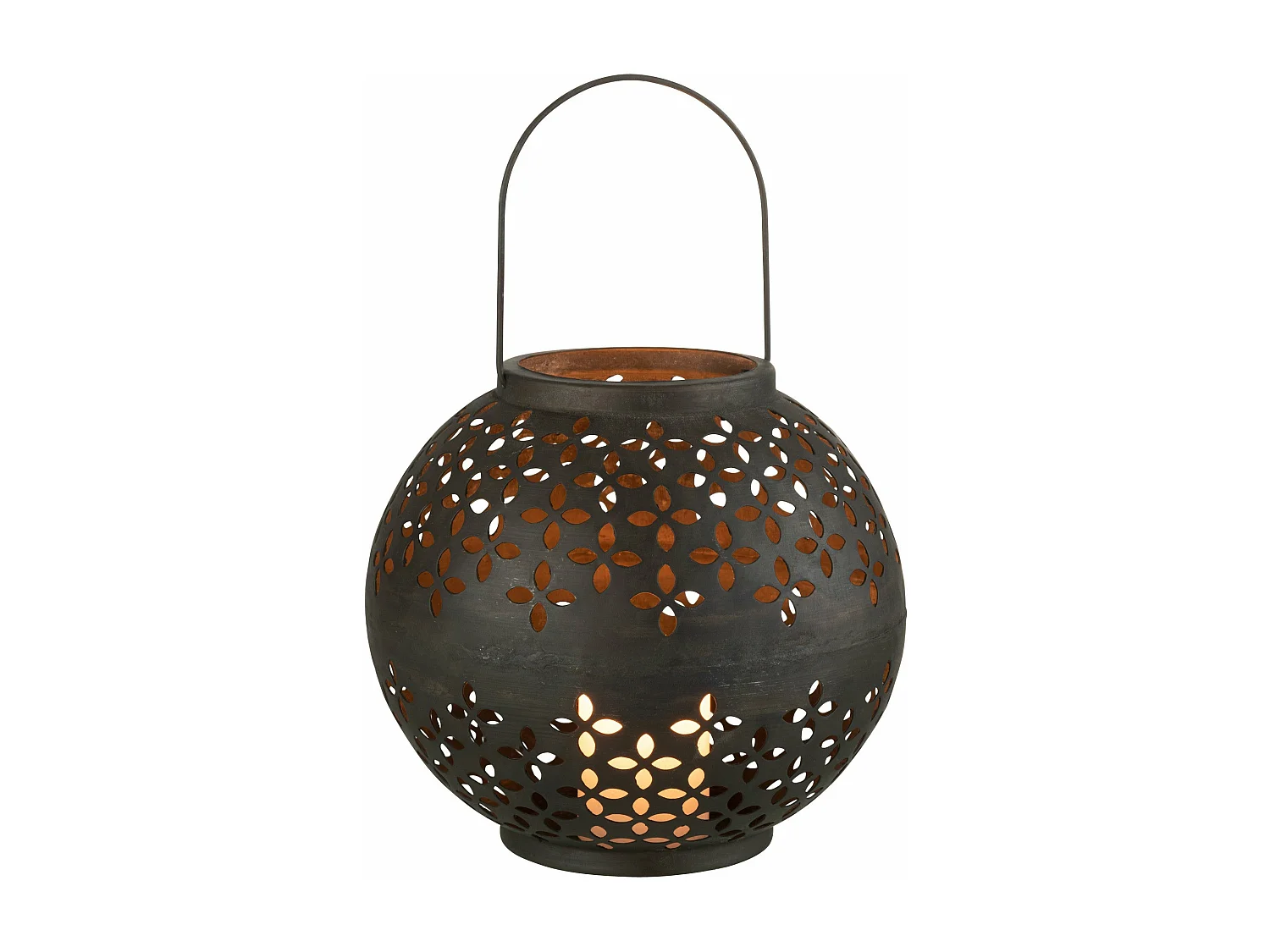 Lanterne Ronde Métal "Sévilla" 30cm Noir Mat