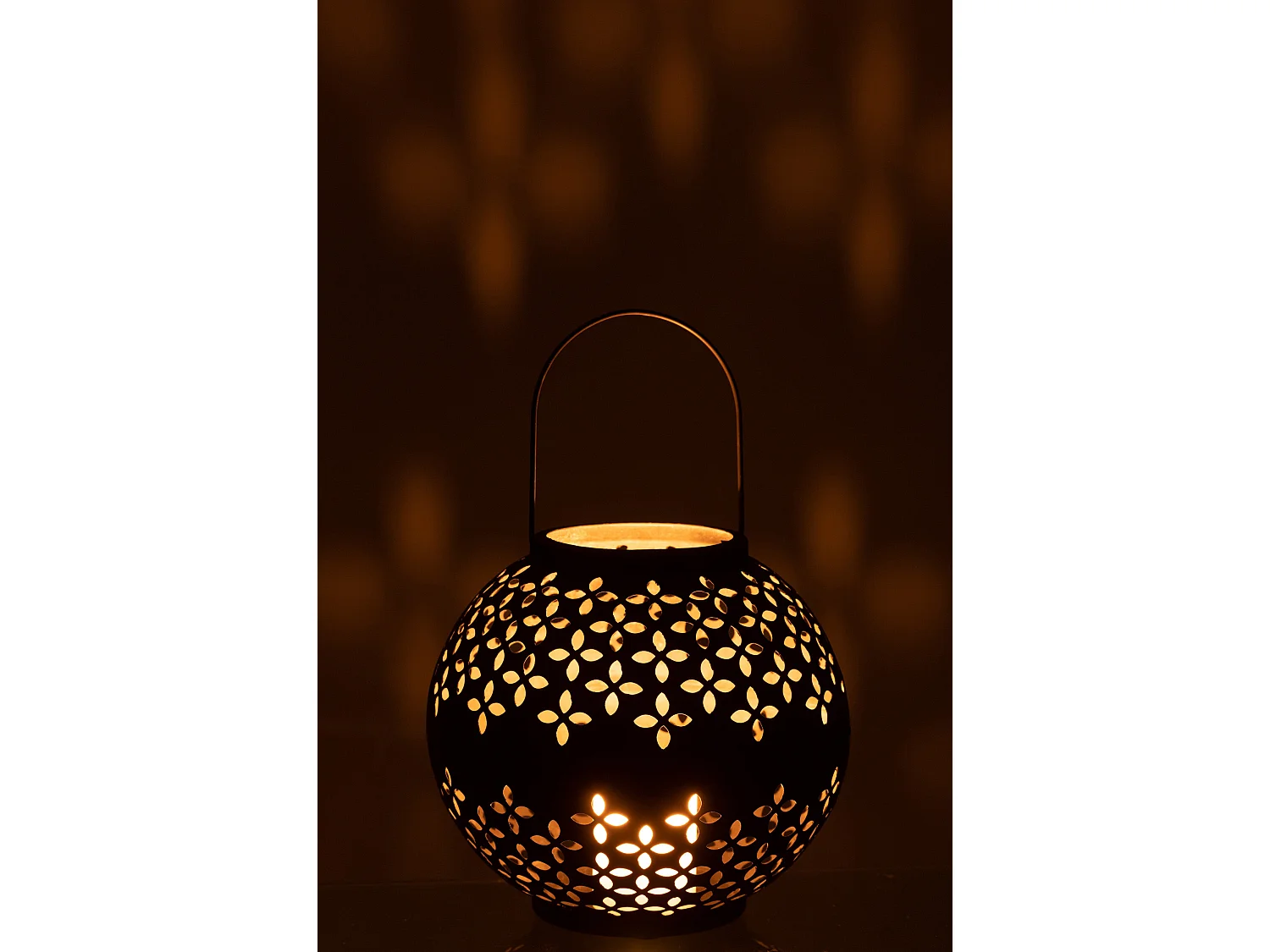 Lanterne Ronde Métal "Sévilla" 30cm Noir Mat