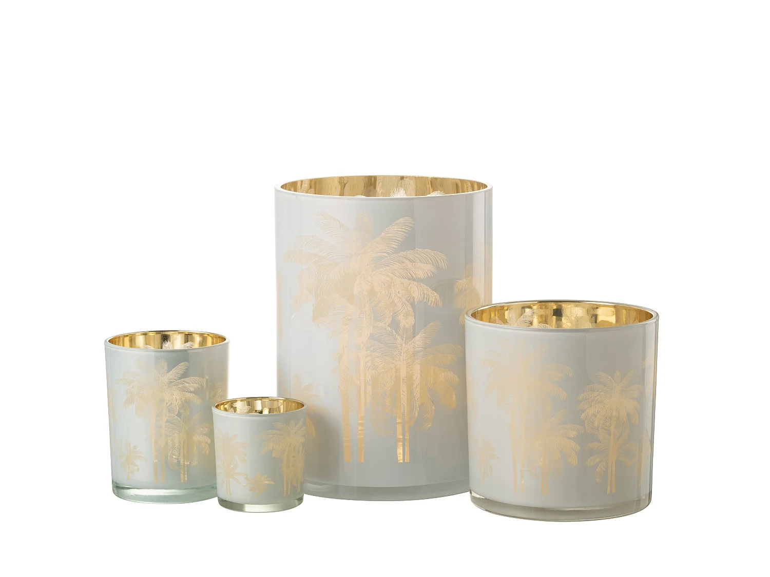 Photophore Design "Palmier" 24cm Bleu & Or