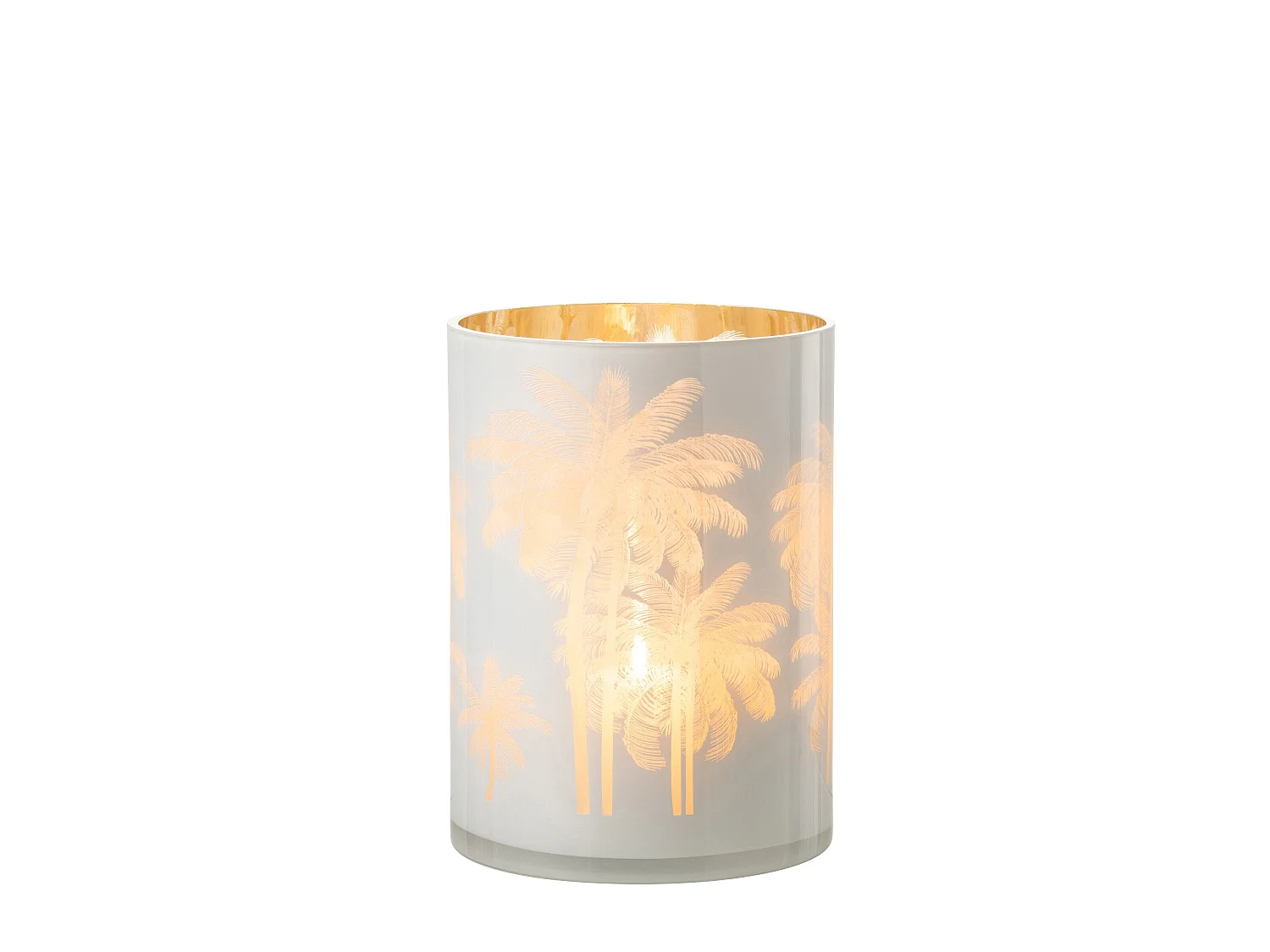 Photophore Design "Palmier" 24cm Bleu & Or