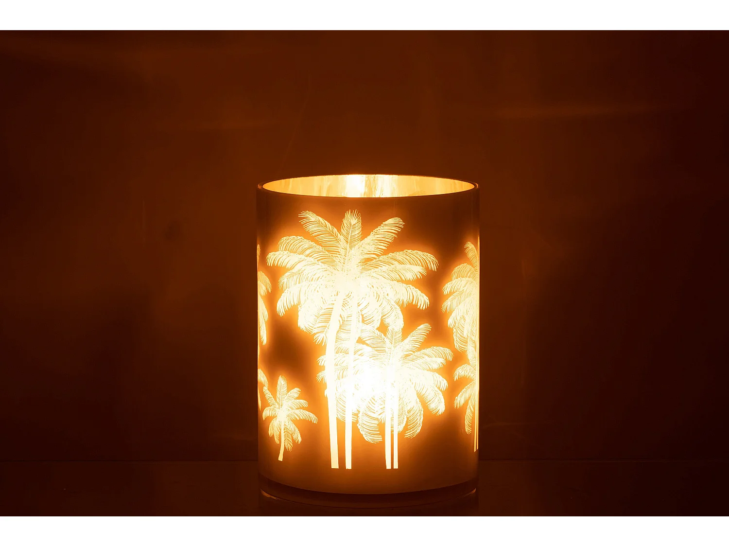 Photophore Design "Palmier" 24cm Bleu & Or